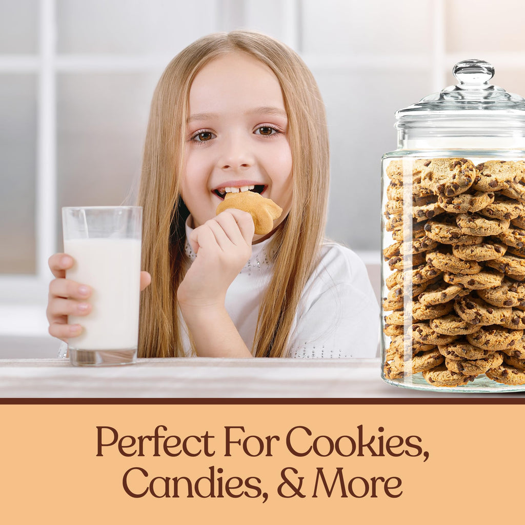 2-Gallon Tall Glass Cookie Jar with Airtight Lid – Large Kitchen Canister for Cookies, Sugar, Flour, and Dog Treats