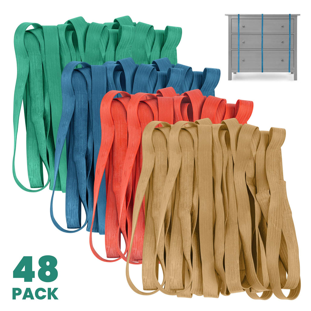 12 Pack Variety Extra Large Moving Rubber Bands for Furniture and Moving Blankets - Extra Strength Rubber Mover Bands - 42", 36" and 30" Length - Moving Supplies by Kitchentoolz