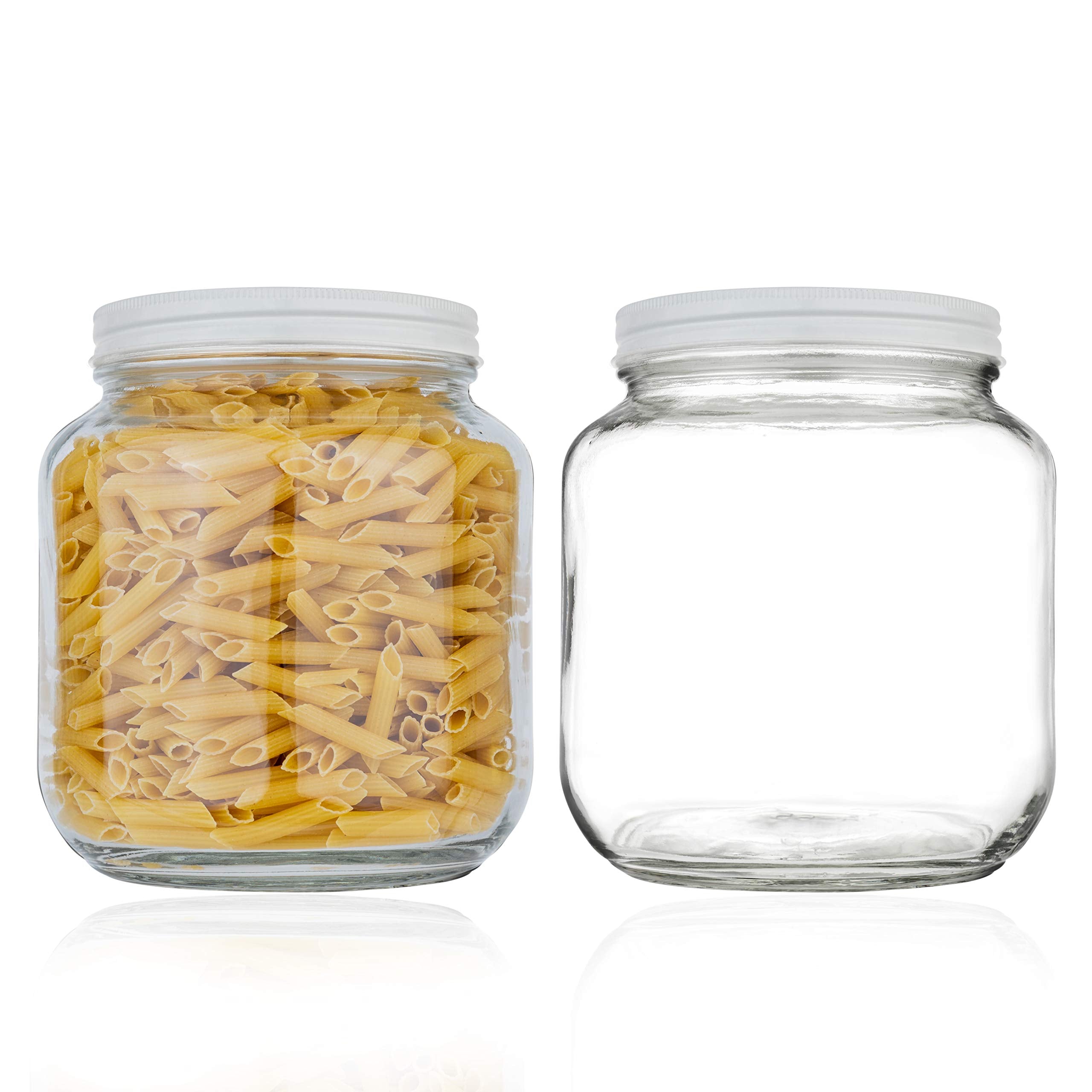 kitchentoolz Half Gallon Mason Jar Wide Mouth with Airtight Metal Lid - Safe for Fermenting, Pickling, Sourdough & Kombucha - Glass 64 oz Mason Jar - Made in USA - BPA Free
