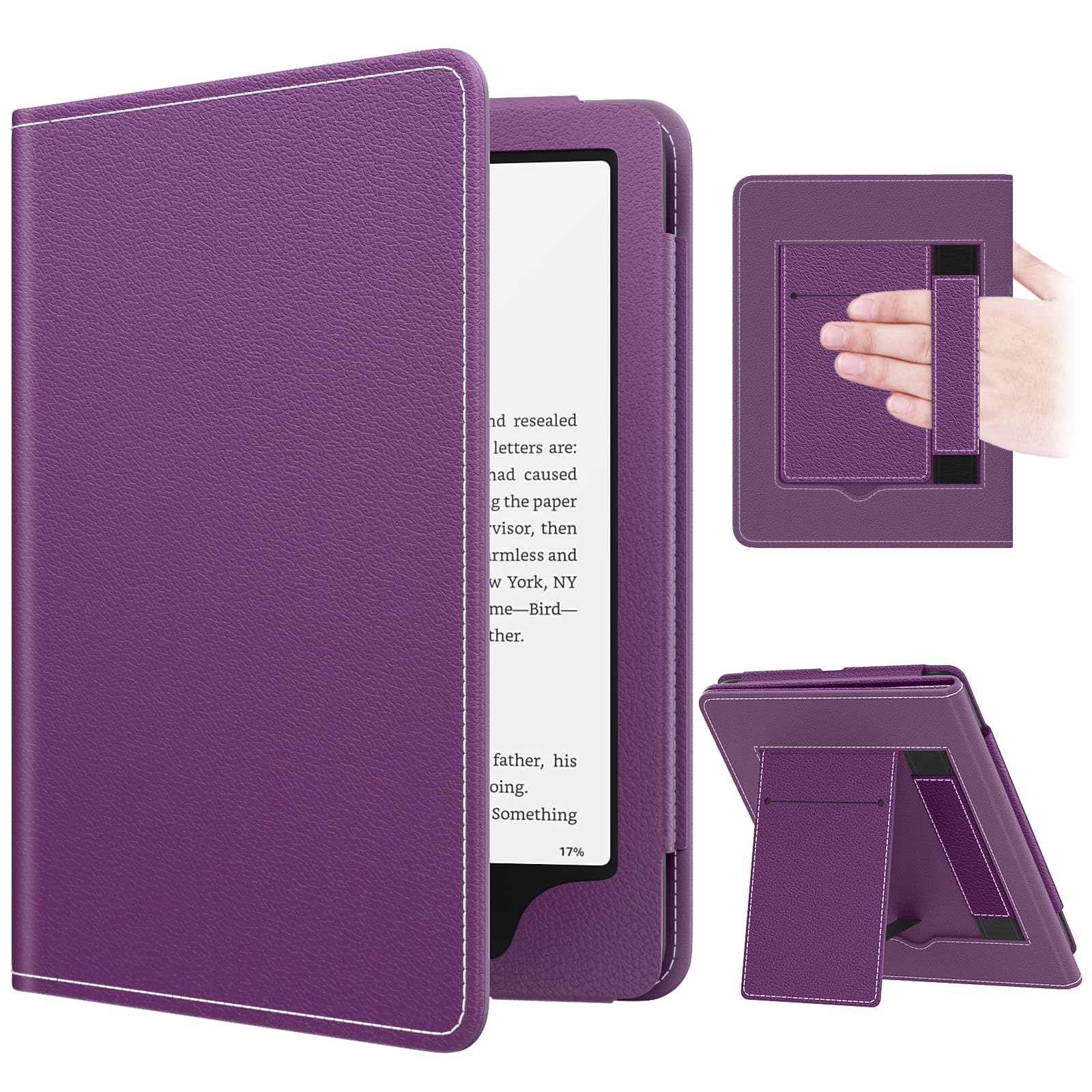 MoKo Case for 7"/6.8" Kindle Paperwhite(12th/11th Generation-2024/2021) and Kindle Colorsoft Signature Edition, Slim PU Shell Cover Case with Auto-Wake/Sleep for Kindle Paperwhite 2024, Flowers