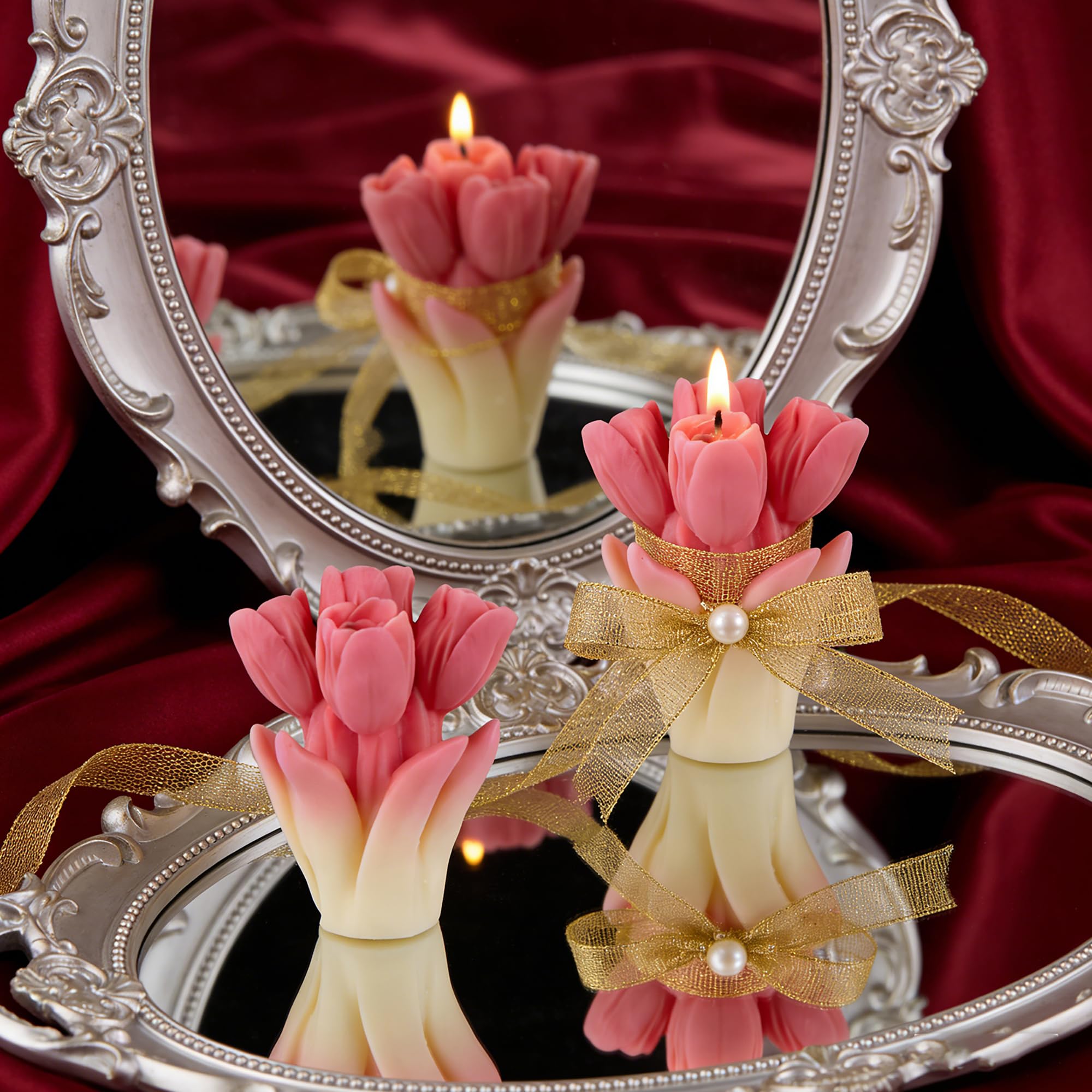 Flower Succulent Tulip Rose Cylinder Molds Silicone Wave Spiral Candle Mold - Silicone Resin Casting Molds for Candle & Resin & Soap Craft Supplies