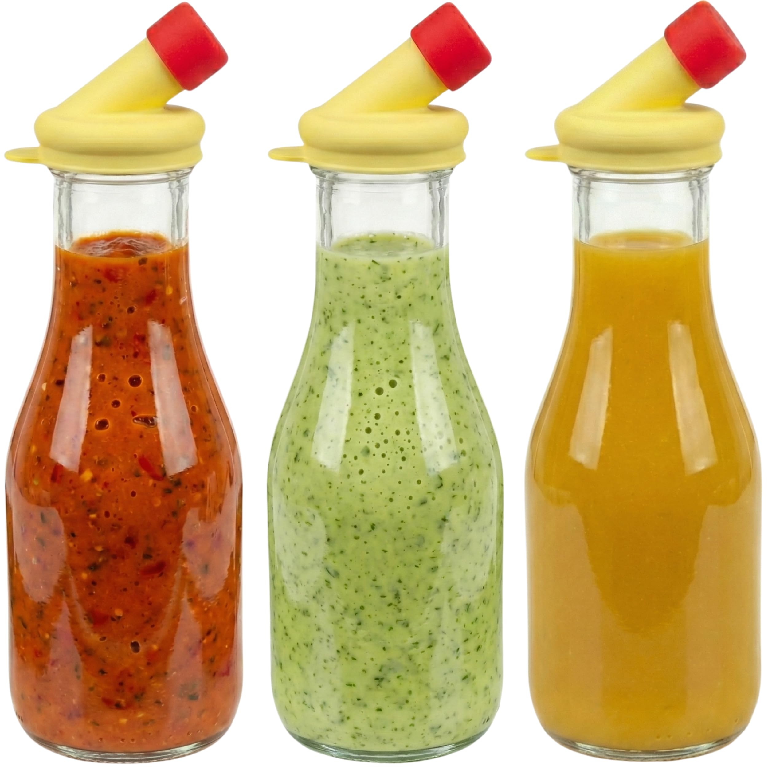 kitchentoolz 32oz Salad Dressing Shaker Bottle – Tall Glass Bottle Salad Dressing Dispenser Container with Tamper-Proof Lid – Ideal for Marinades and Sauces – 1 Pack