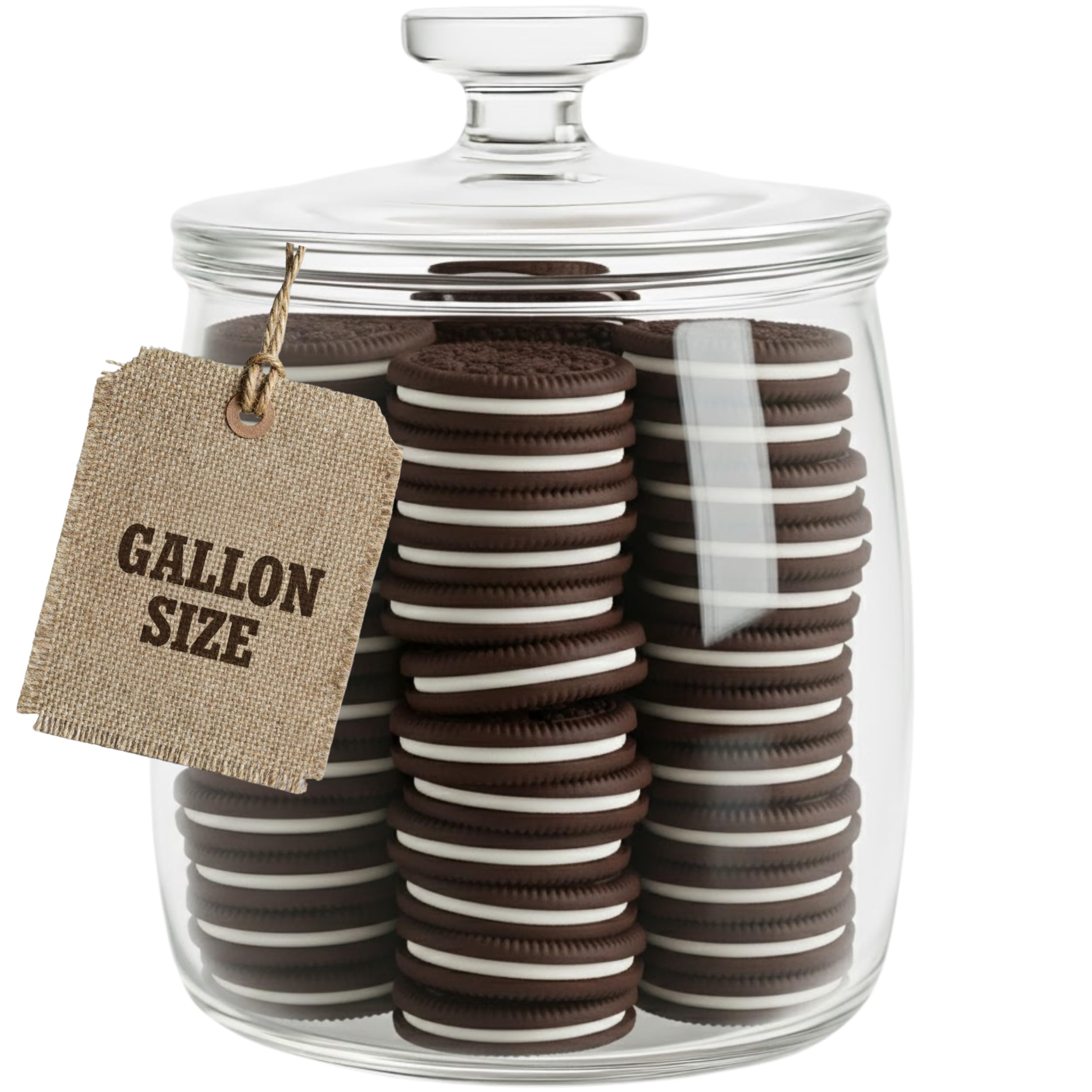 kitchentoolz Large Glass Cookie Jar with Airtight Lid - 1 Gallon Storage Container for Candy, Flour, Sugar, Pet Food & Dog Treat Canister - Pack of 1