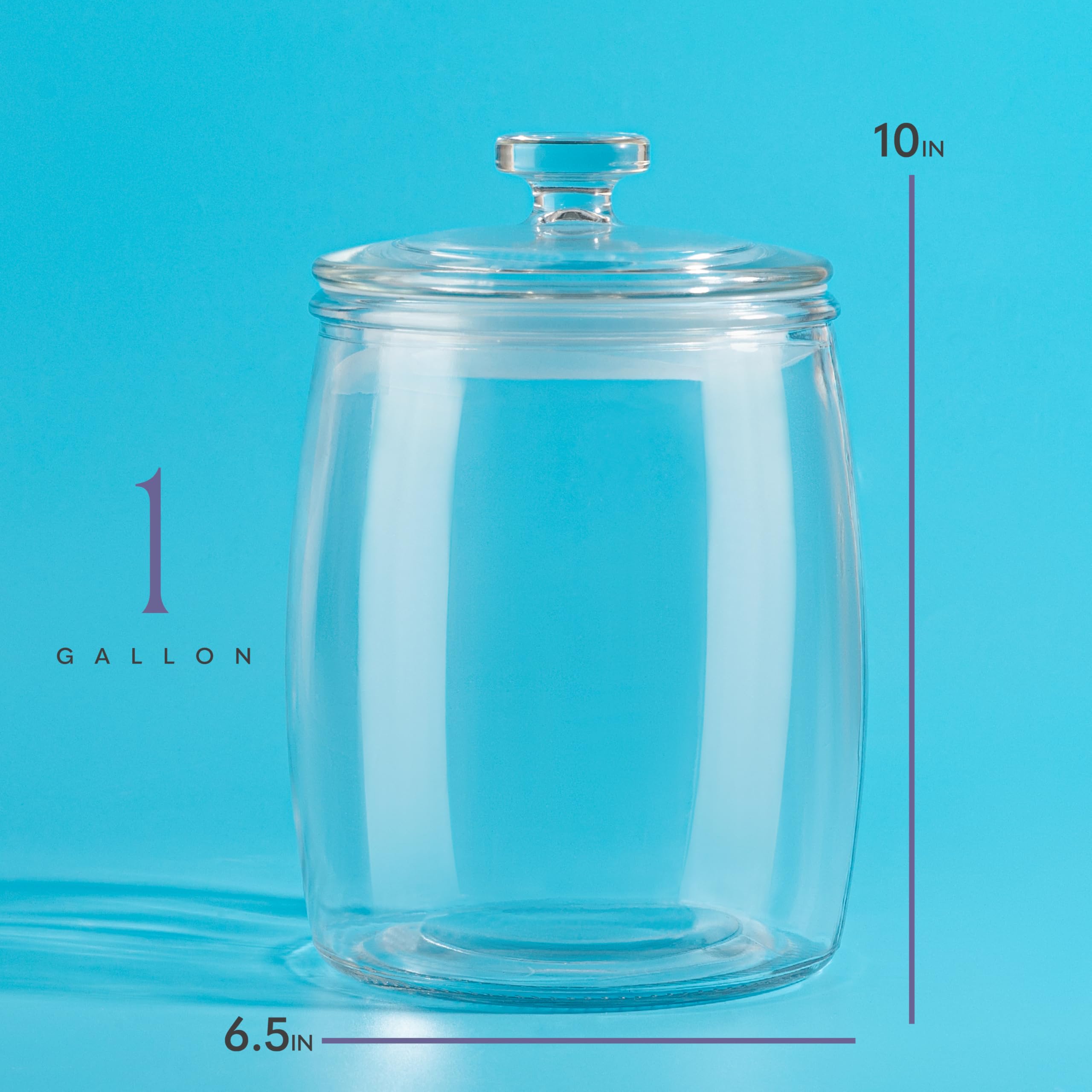 kitchentoolz Large Glass Cookie Jar with Airtight Lid - 1 Gallon Storage Container for Candy, Flour, Sugar, Pet Food & Dog Treat Canister - Pack of 1
