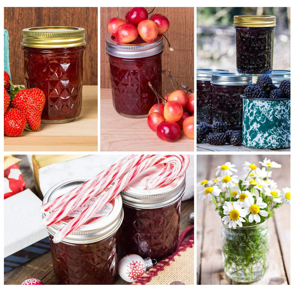 SPANLA Mason Jars 8 oz, 24 Pack Canning Jars 8 oz Half Pint Glass jars with Regular Lids and Bands, Small Mason Jars with Lids Ideal for Jelly Jam Honey Wedding Favors Shower Favors Food