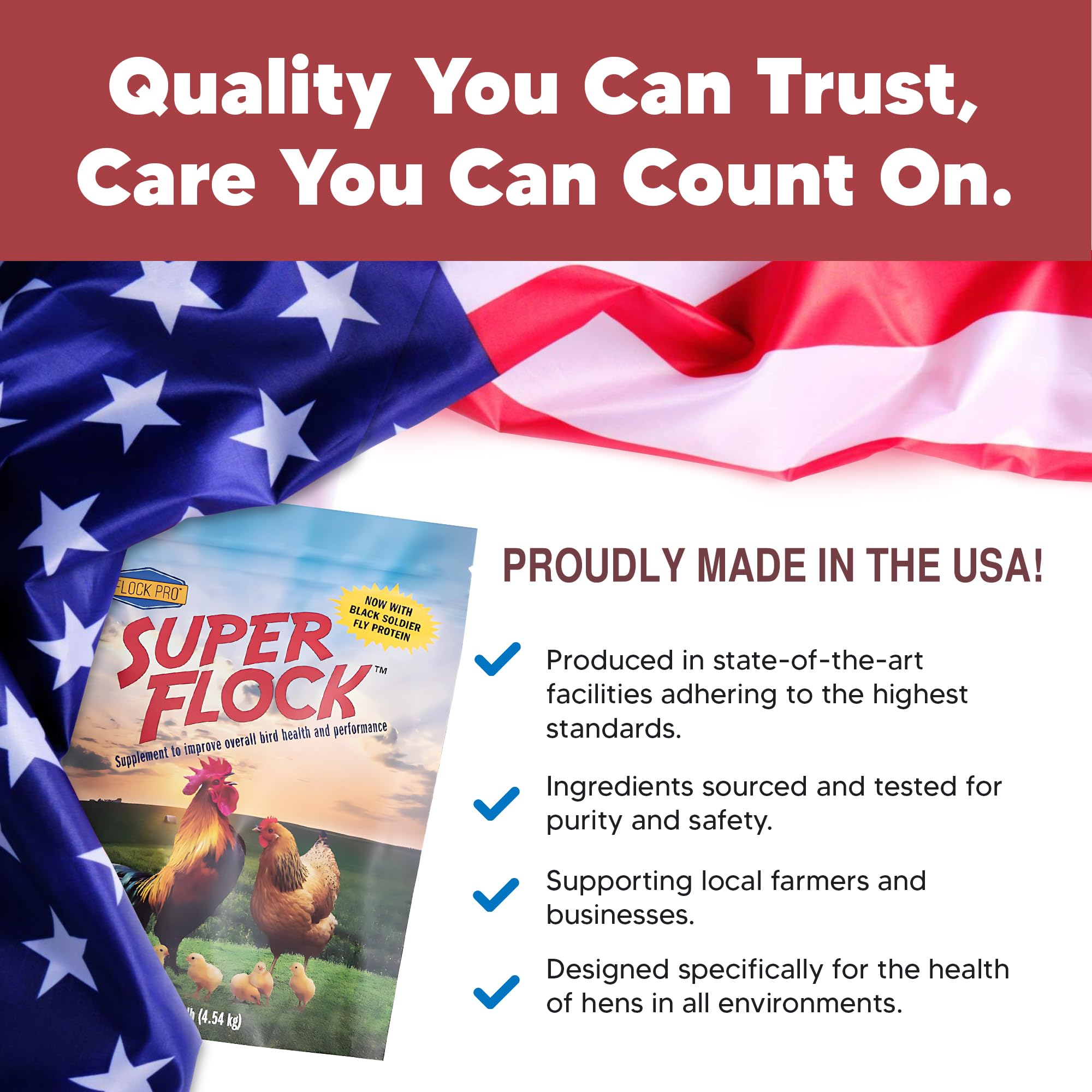 Super Flock Pro Boost Probiotic - Probiotics, Vitamins, Minerals and Electrolytes for Chickens | Chicken Vitamins and Supplements for All Poultry + 1lb