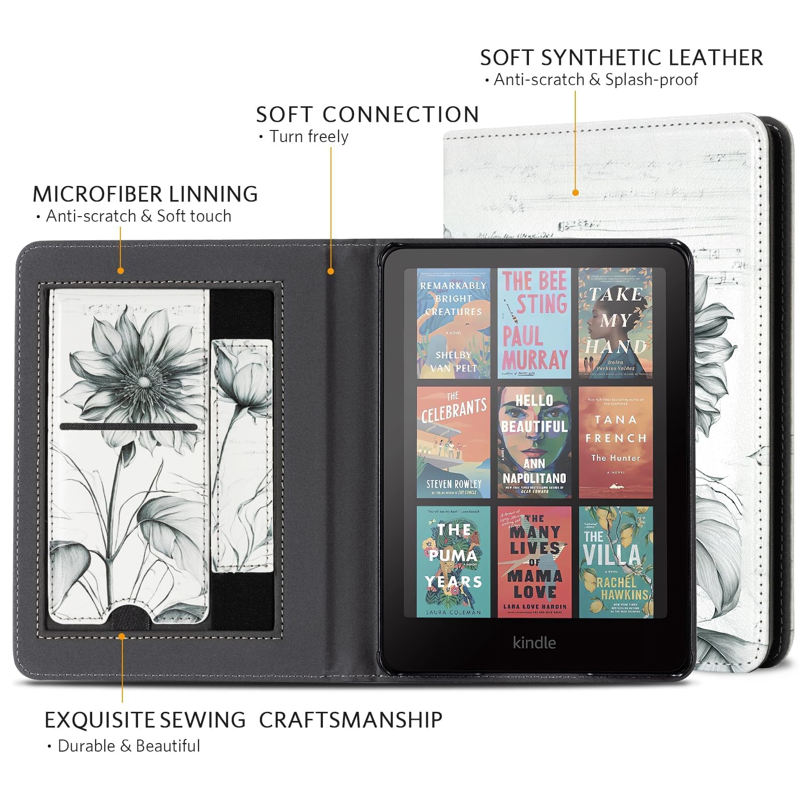 CoBak Case with Stand for Kindle Paperwhite 12th Gen 2024 Released (7") & Kindle Colorsoft Signature Edition - Durable PU Leather Cover with Auto Sleep Wake, Card Slot, Hand Strap Feature, Sage Green