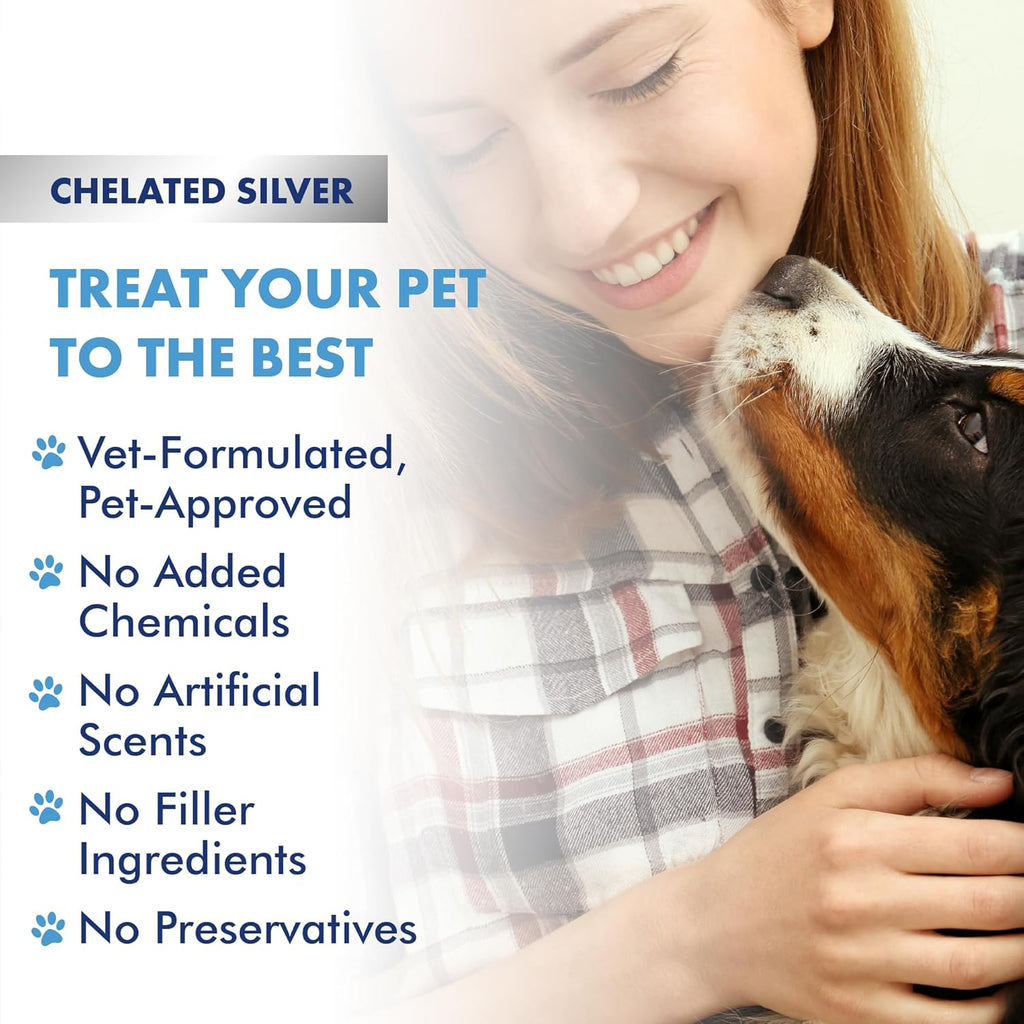 PetSilver Eye Wash (4 fl oz) & Ear Wash (8 fl oz) with Patented Chelated Silver - Gentle Eye Cleaner, Tear Stain Remover, and Ear Treatment for Itchy & Inflamed Ears in Cats and Dogs - Made in USA