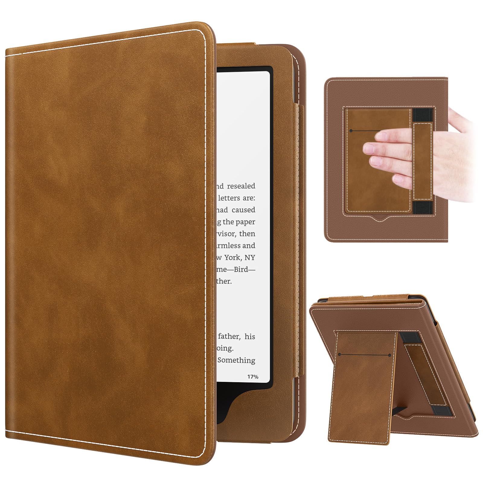 MoKo Case for 7"/6.8" Kindle Paperwhite(12th/11th Generation-2024/2021) and Kindle Colorsoft Signature Edition, Slim PU Shell Cover Case with Auto-Wake/Sleep for Kindle Paperwhite 2024, Flowers