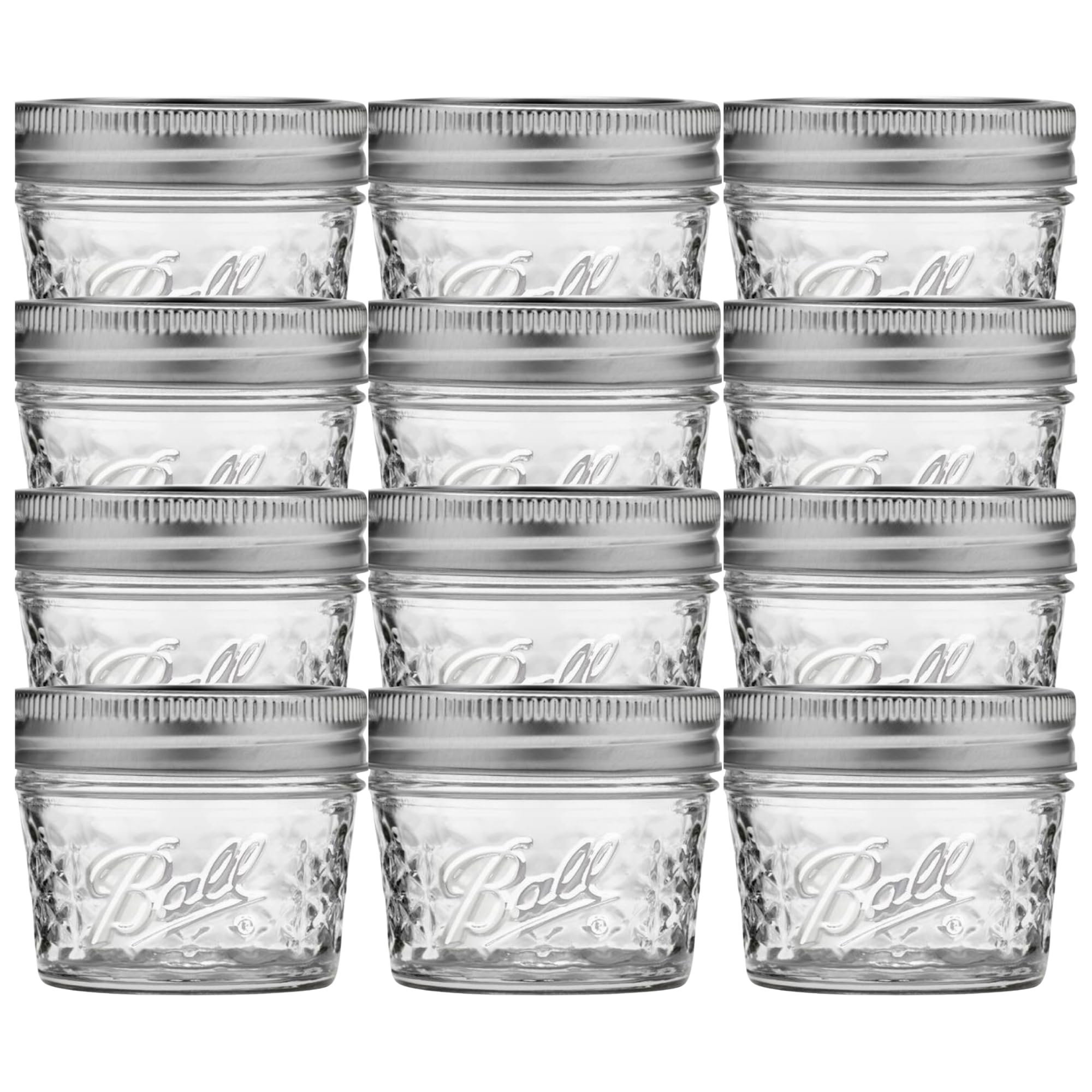 Ball Mason 4oz Quilted Jelly Jars with Lids and Bands, Set of 12