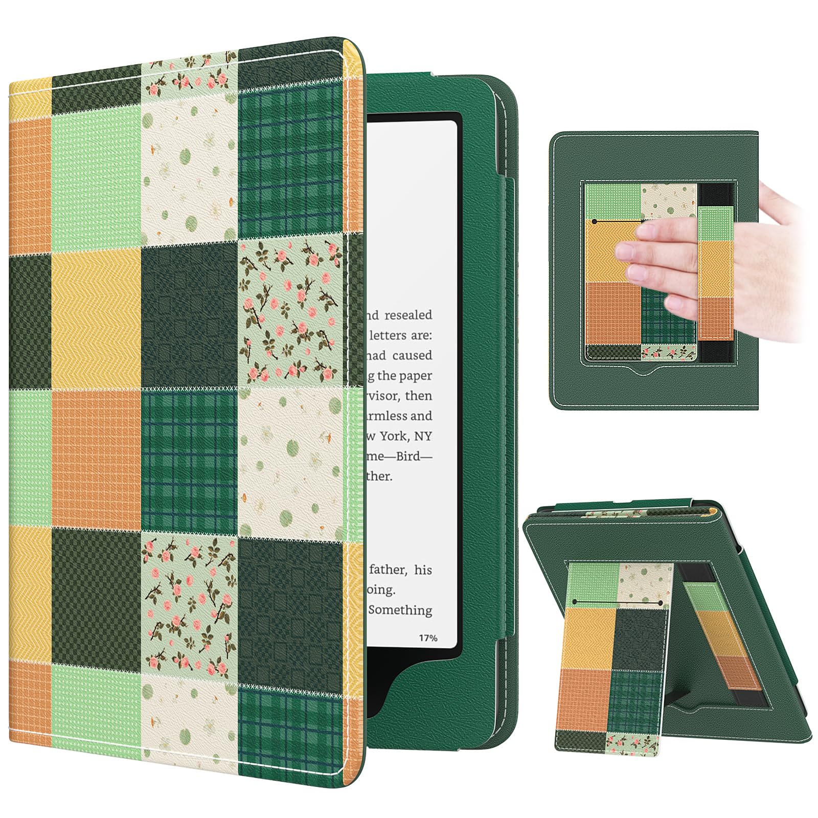 MoKo Case for 7"/6.8" Kindle Paperwhite(12th/11th Generation-2024/2021) and Kindle Colorsoft Signature Edition, Slim PU Shell Cover Case with Auto-Wake/Sleep for Kindle Paperwhite 2024, Flowers