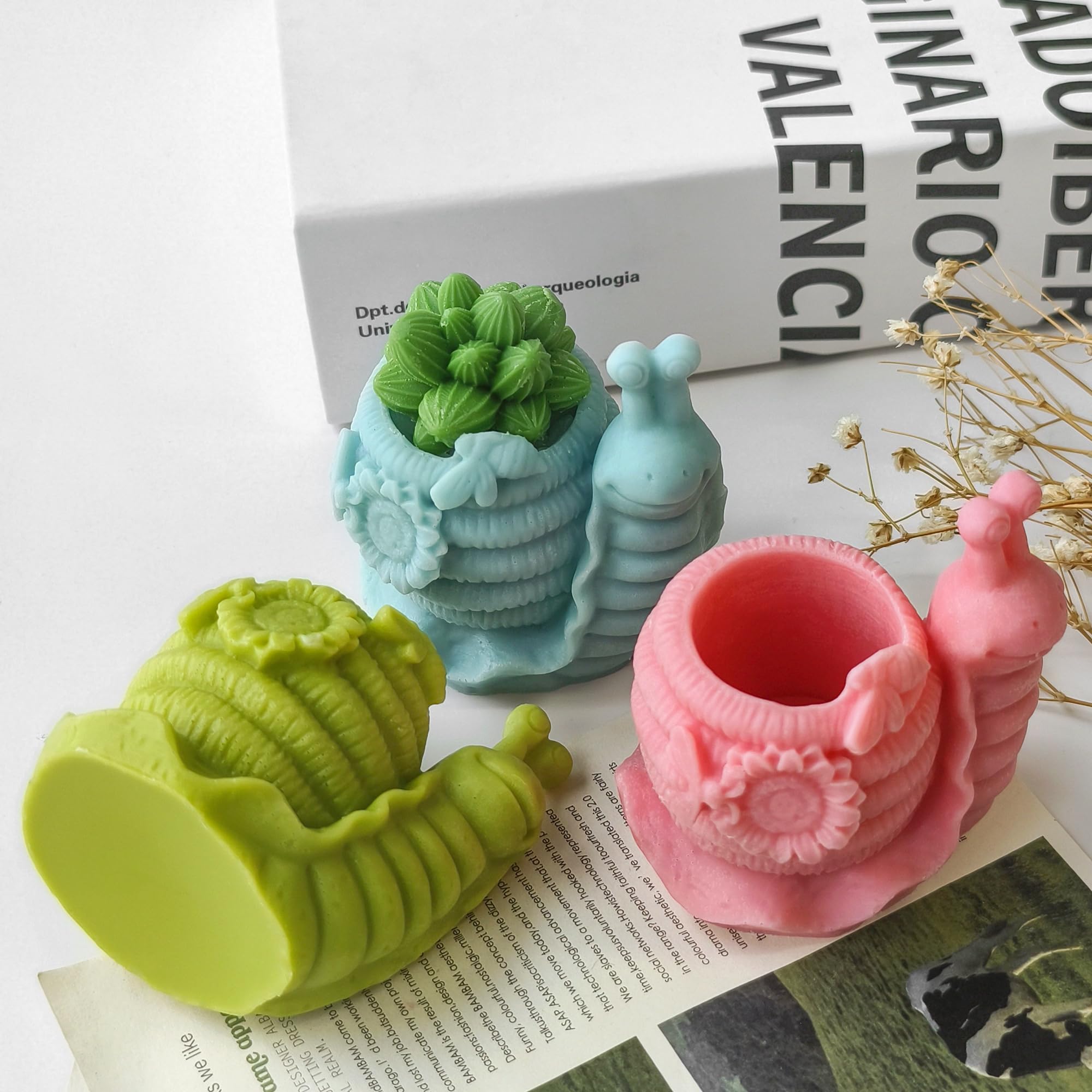 Flower Succulent Tulip Rose Cylinder Molds Silicone Wave Spiral Candle Mold - Silicone Resin Casting Molds for Candle & Resin & Soap Craft Supplies