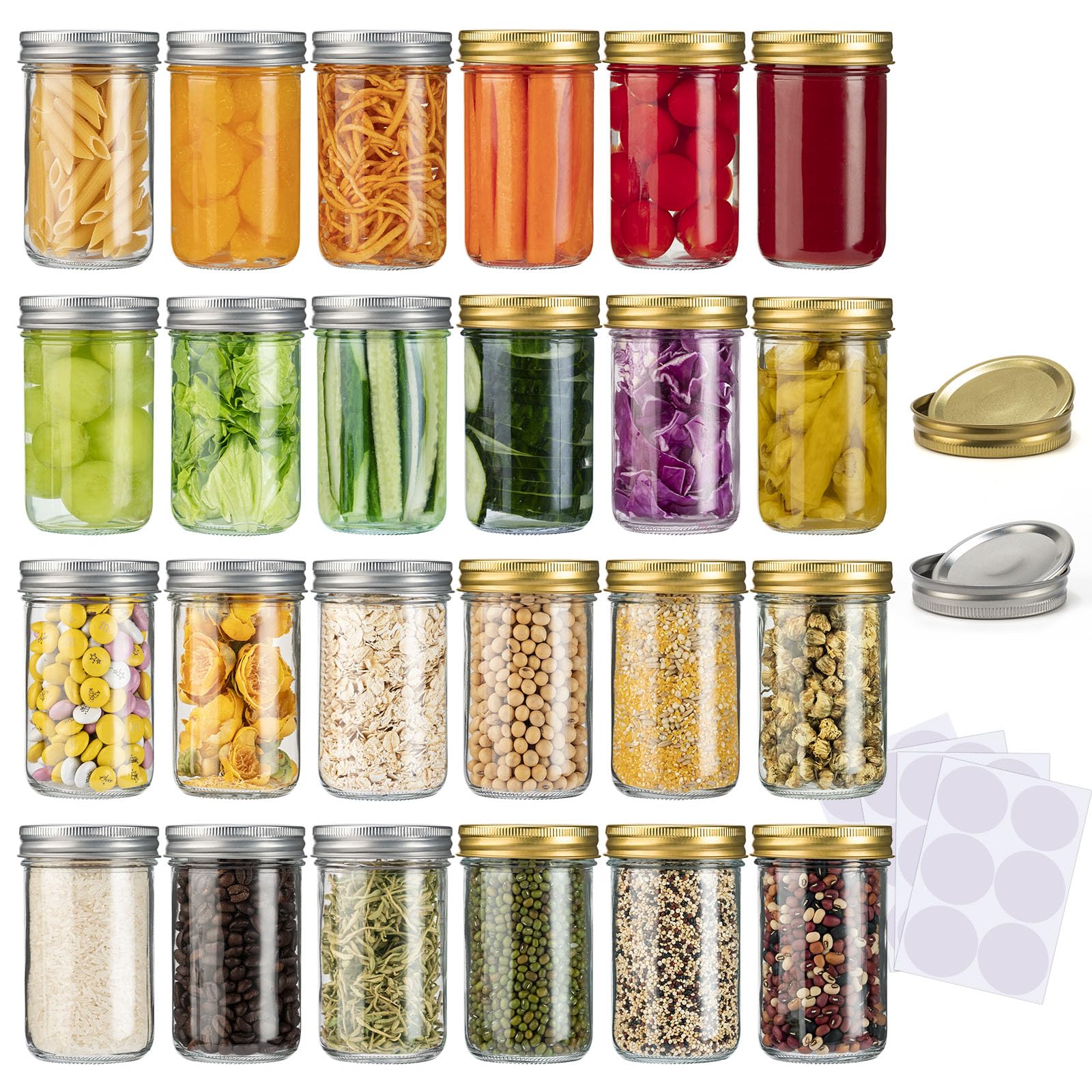 SPANLA Mason Jars 8 oz, 24 Pack Canning Jars 8 oz Half Pint Glass jars with Regular Lids and Bands, Small Mason Jars with Lids Ideal for Jelly Jam Honey Wedding Favors Shower Favors Food