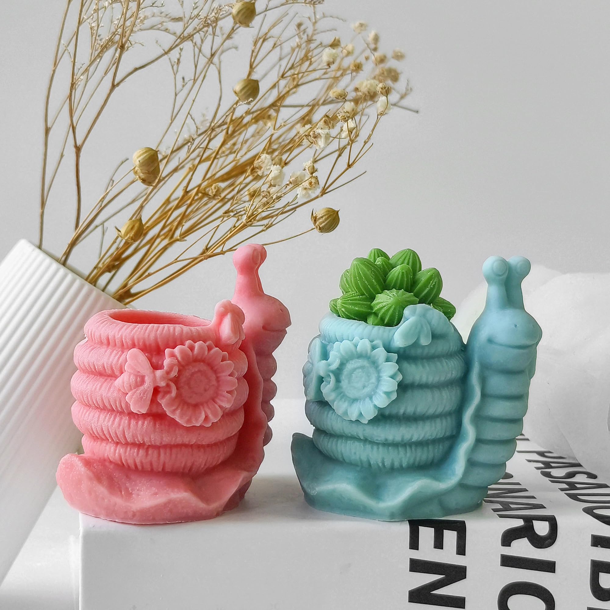 Flower Succulent Tulip Rose Cylinder Molds Silicone Wave Spiral Candle Mold - Silicone Resin Casting Molds for Candle & Resin & Soap Craft Supplies