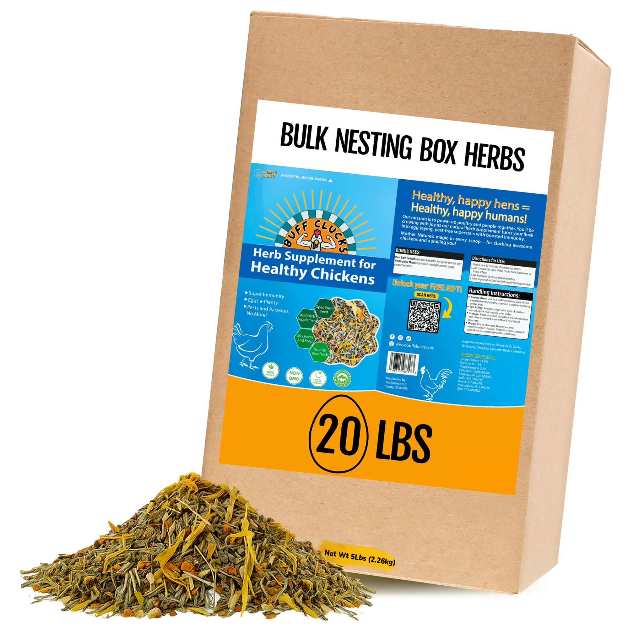 Buff Clucks Chick Formula Herbal Supplement for Baby Chicks – All-Natural Botanical Blend for Daily Wellness, Feather Quality – Plant-Based Herbs for Coop Snacks - Calendula, Oregano, Lemon Balm, USA