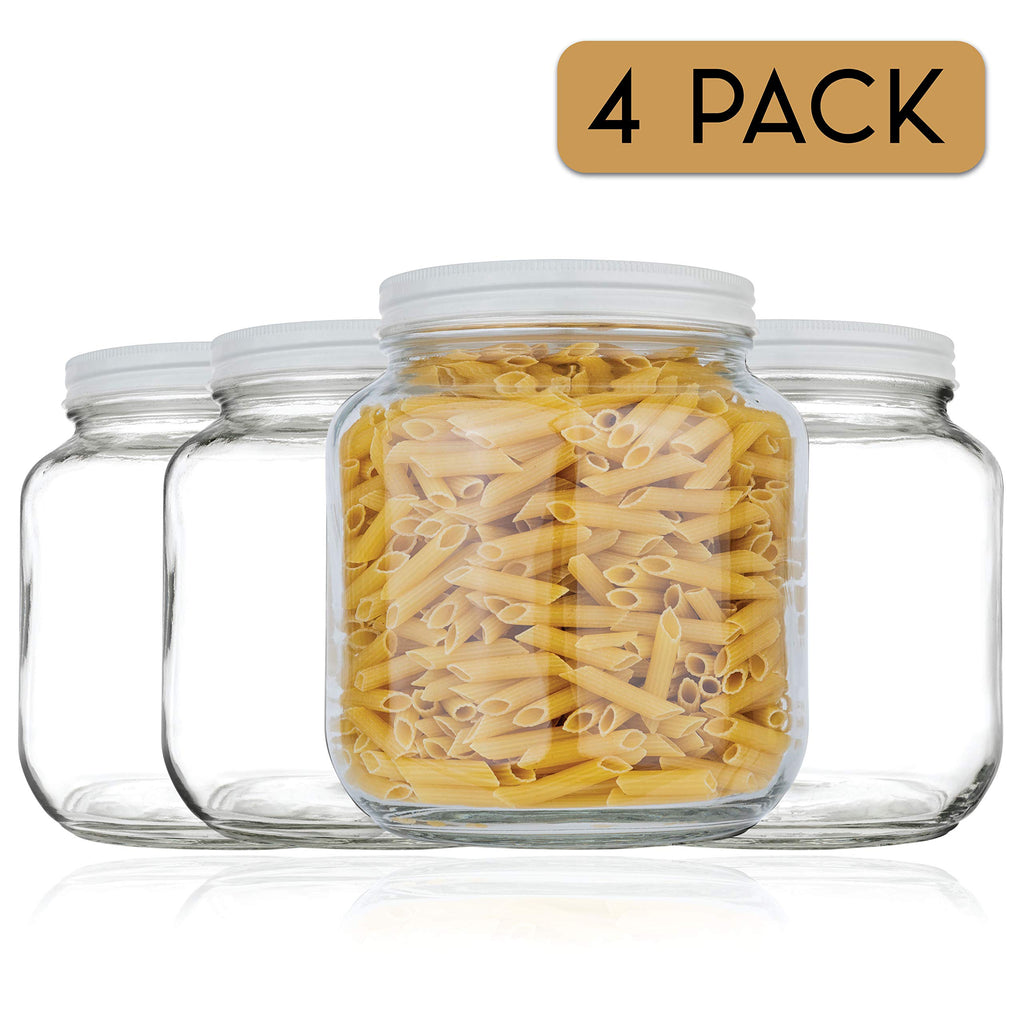 kitchentoolz Half Gallon Mason Jar Wide Mouth with Airtight Metal Lid - Safe for Fermenting, Pickling, Sourdough & Kombucha - Glass 64 oz Mason Jar - Made in USA - BPA Free
