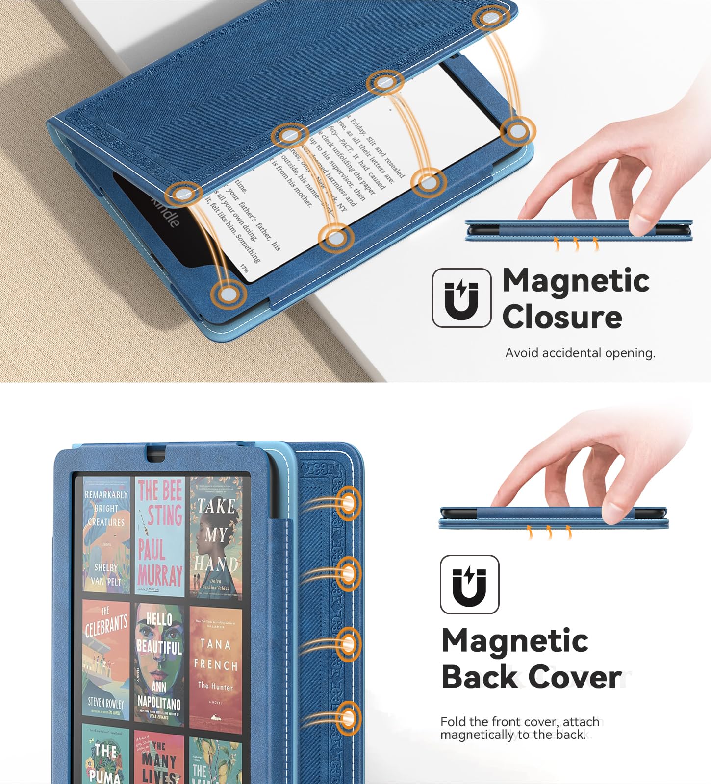 MoKo Case for 7"/6.8" Kindle Paperwhite(12th/11th Generation-2024/2021) and Kindle Colorsoft Signature Edition, Slim PU Shell Cover Case with Auto-Wake/Sleep for Kindle Paperwhite 2024, Flowers