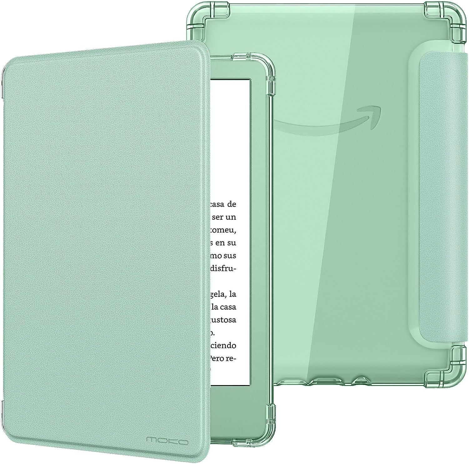 MoKo Case for 6" Kindle (11th Generation-2024/2022 Release), Ultra Clear Soft Flexible Transparent TPU Back Cover Light Shell with Auto Wake/Sleep for Kindle 11th Generation 2024, White Blue Floral