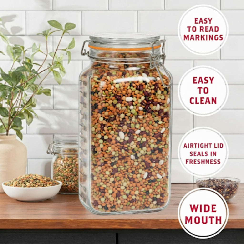 kitchentoolz 2 Gallon Large Glass Mason Jar with Airtight Lid- Extra Wide Mouth - Big Fermentation & Canning Container - Jumbo Storage - Pack of 1