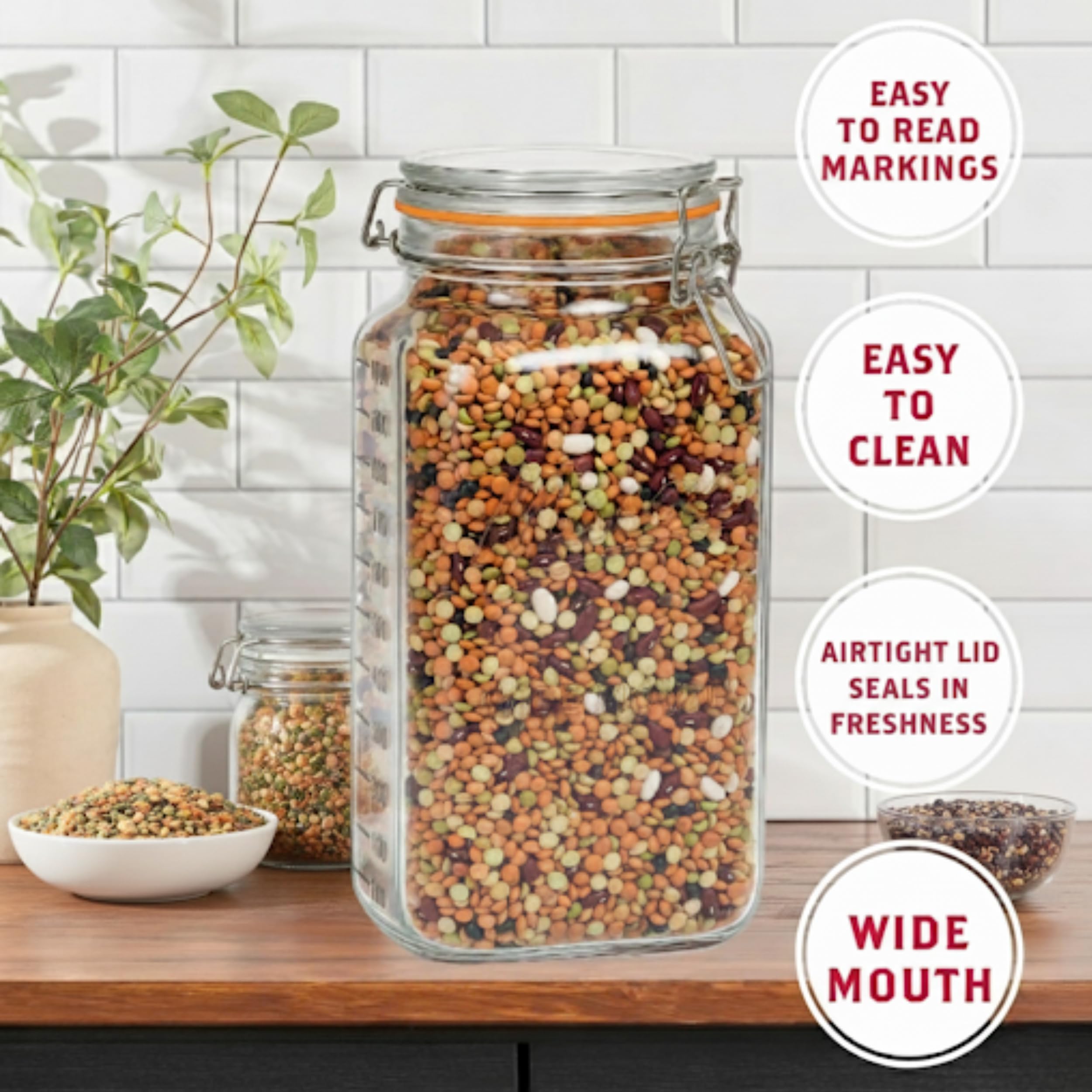kitchentoolz 2 Gallon Large Glass Mason Jar with Airtight Lid- Extra Wide Mouth - Big Fermentation & Canning Container - Jumbo Storage - Pack of 1