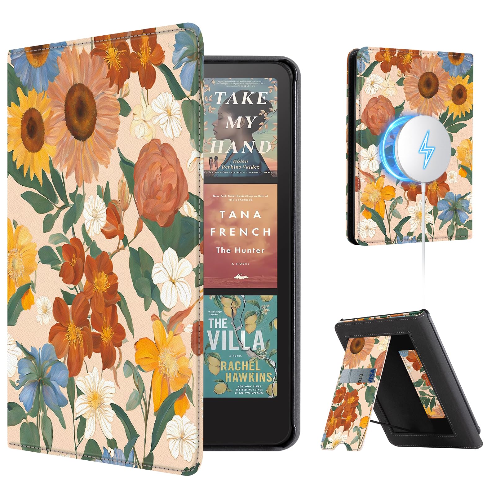 CoBak Case with Stand for Kindle Paperwhite 12th Gen 2024 Released (7") & Kindle Colorsoft Signature Edition - Durable PU Leather Cover with Auto Sleep Wake, Card Slot, Hand Strap Feature, Sage Green