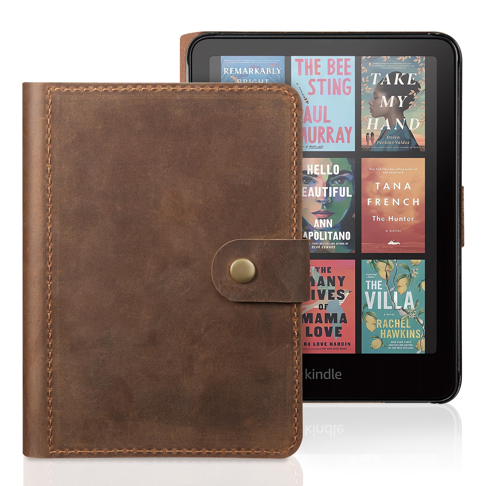 CoBak Case with Stand for Kindle Paperwhite 12th Gen 2024 Released (7") & Kindle Colorsoft Signature Edition - Durable PU Leather Cover with Auto Sleep Wake, Card Slot, Hand Strap Feature, Sage Green