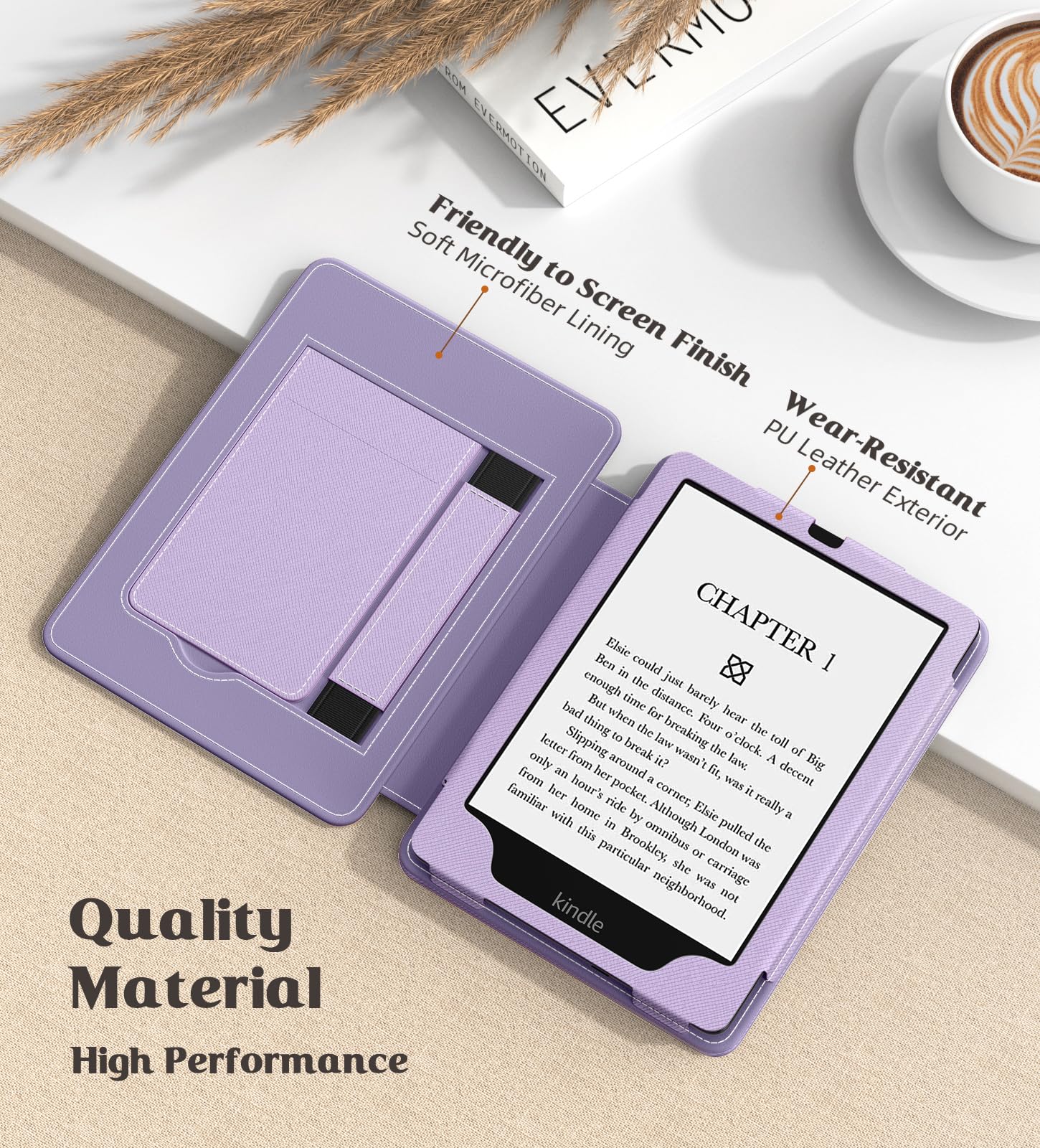 MoKo Case for 7"/6.8" Kindle Paperwhite(12th/11th Generation-2024/2021) and Kindle Colorsoft Signature Edition, Slim PU Shell Cover Case with Auto-Wake/Sleep for Kindle Paperwhite 2024, Flowers