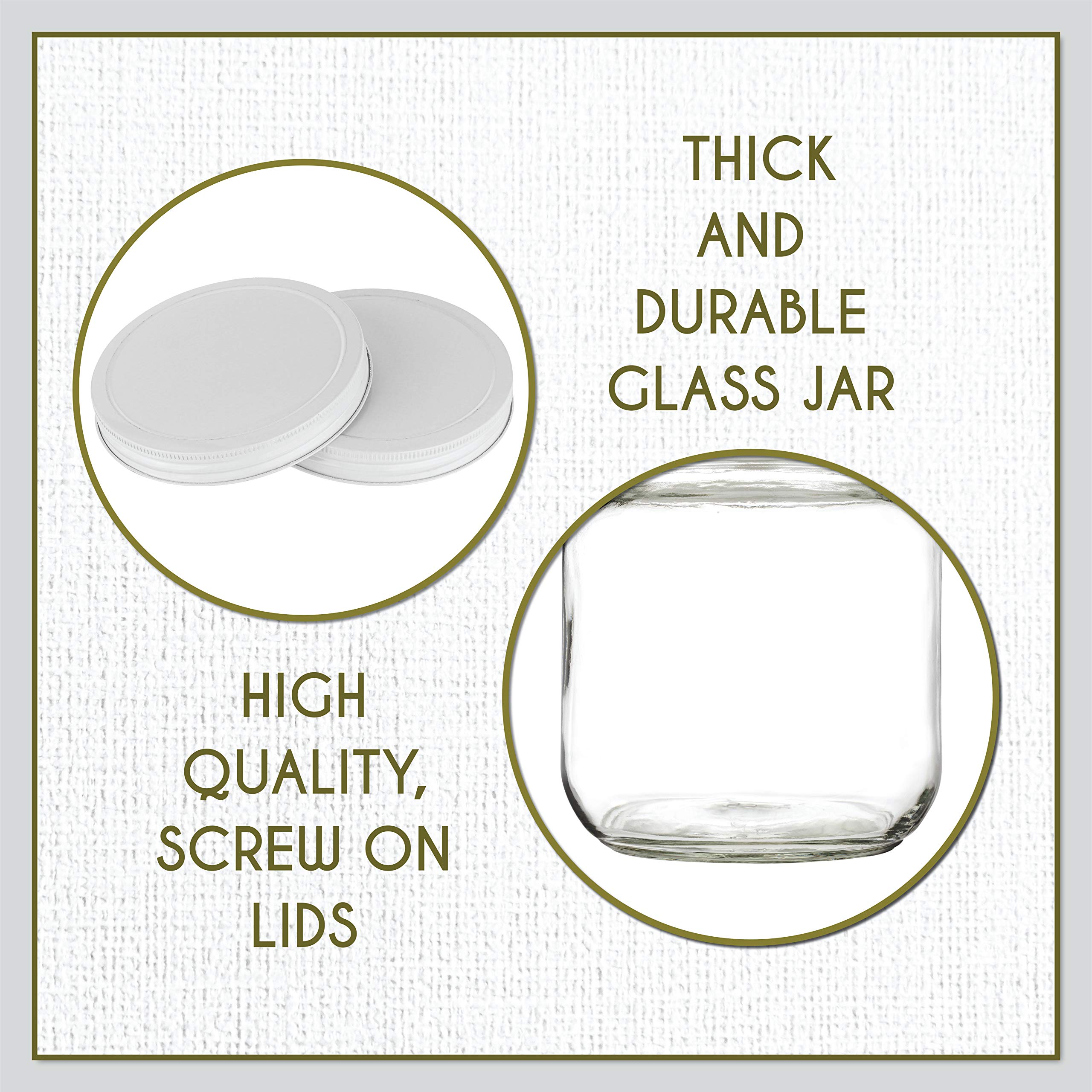 kitchentoolz Half Gallon Mason Jar Wide Mouth with Airtight Metal Lid - Safe for Fermenting, Pickling, Sourdough & Kombucha - Glass 64 oz Mason Jar - Made in USA - BPA Free