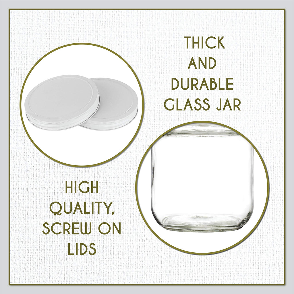 kitchentoolz Half Gallon Glass Large Mason Jar Wide Mouth with Airtight Metal Lid - 1/2 Gallon Mason Jars - BPA-Free Glass Jar with Lid - Dishwasher Safe Made in USA