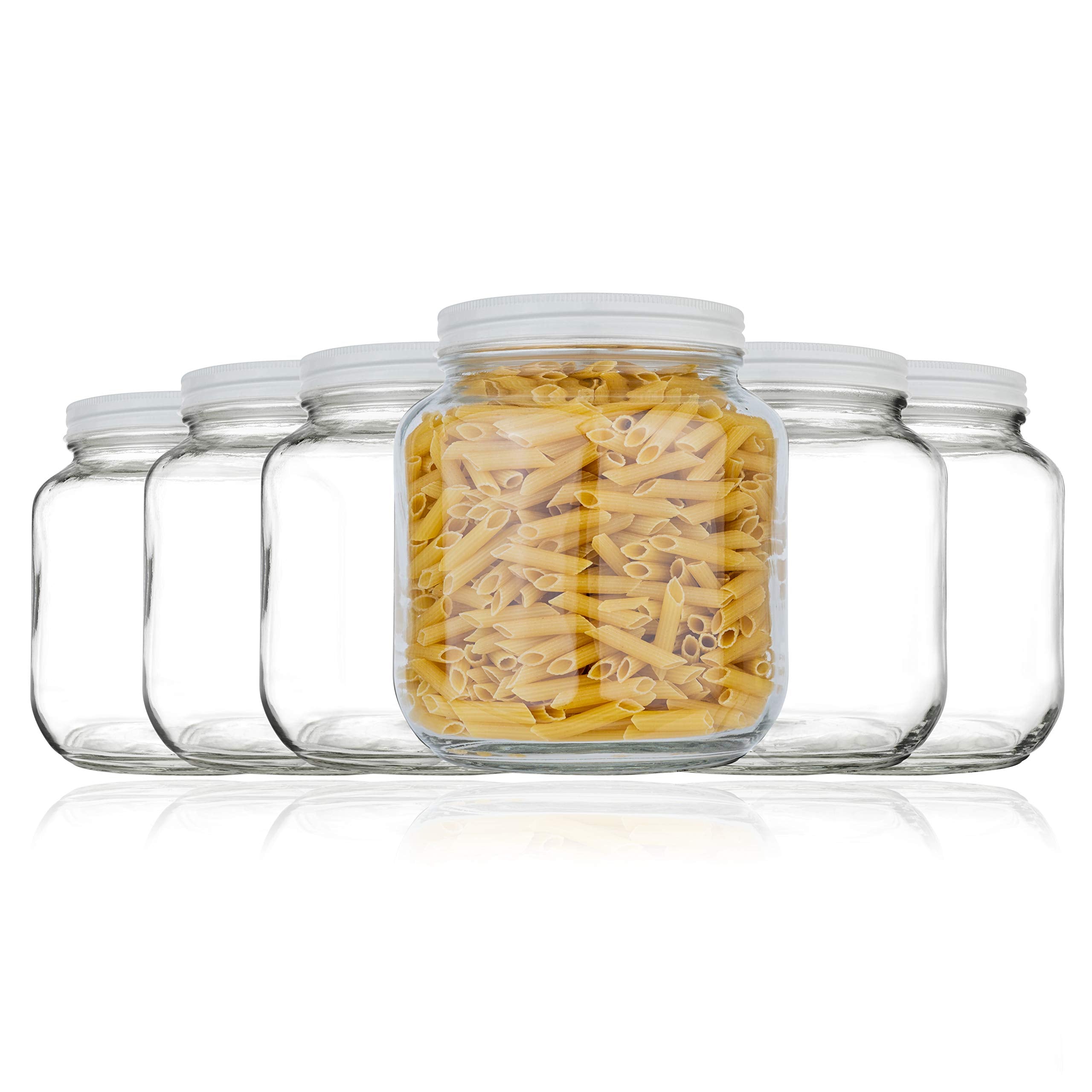 kitchentoolz Half Gallon Mason Jar Wide Mouth with Airtight Metal Lid - Safe for Fermenting, Pickling, Sourdough & Kombucha - Glass 64 oz Mason Jar - Made in USA - BPA Free