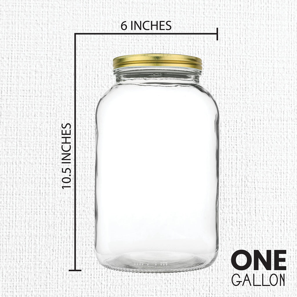 kitchentoolz 1 Gallon Glass Jar with Lid – Gallon Mason Wide Mouth Large Glass Jar for Fermenting, Pickling, Canning, Fermentation Jar, Kombucha, and Food Storage – 1 Gallon Jar Made in USA