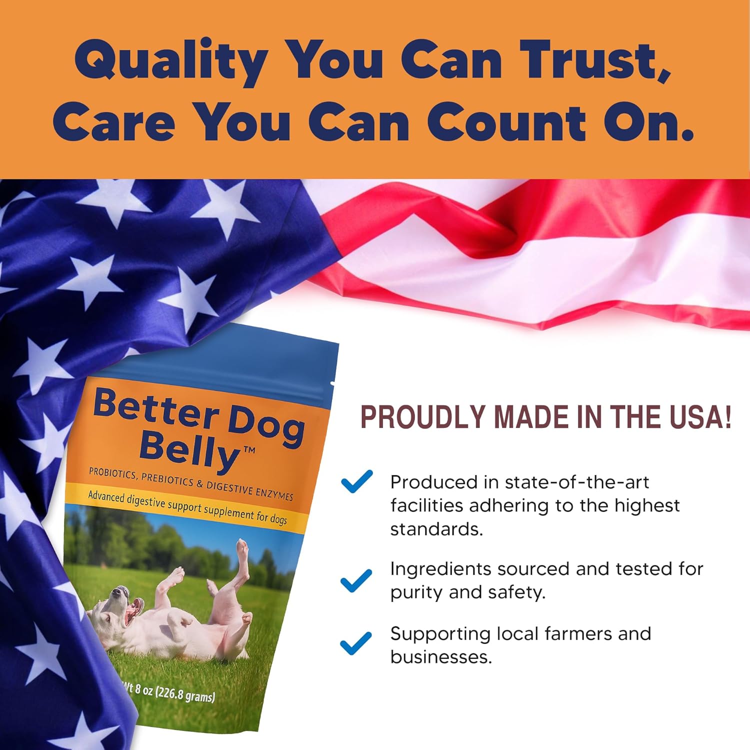 Better Dog Belly Probiotic Supplement for Digestive Health, Powder Prebiotics & Probiotics for Dogs, Supports Gut Health & Balanced Pet Nutrition, 8 Oz Bag