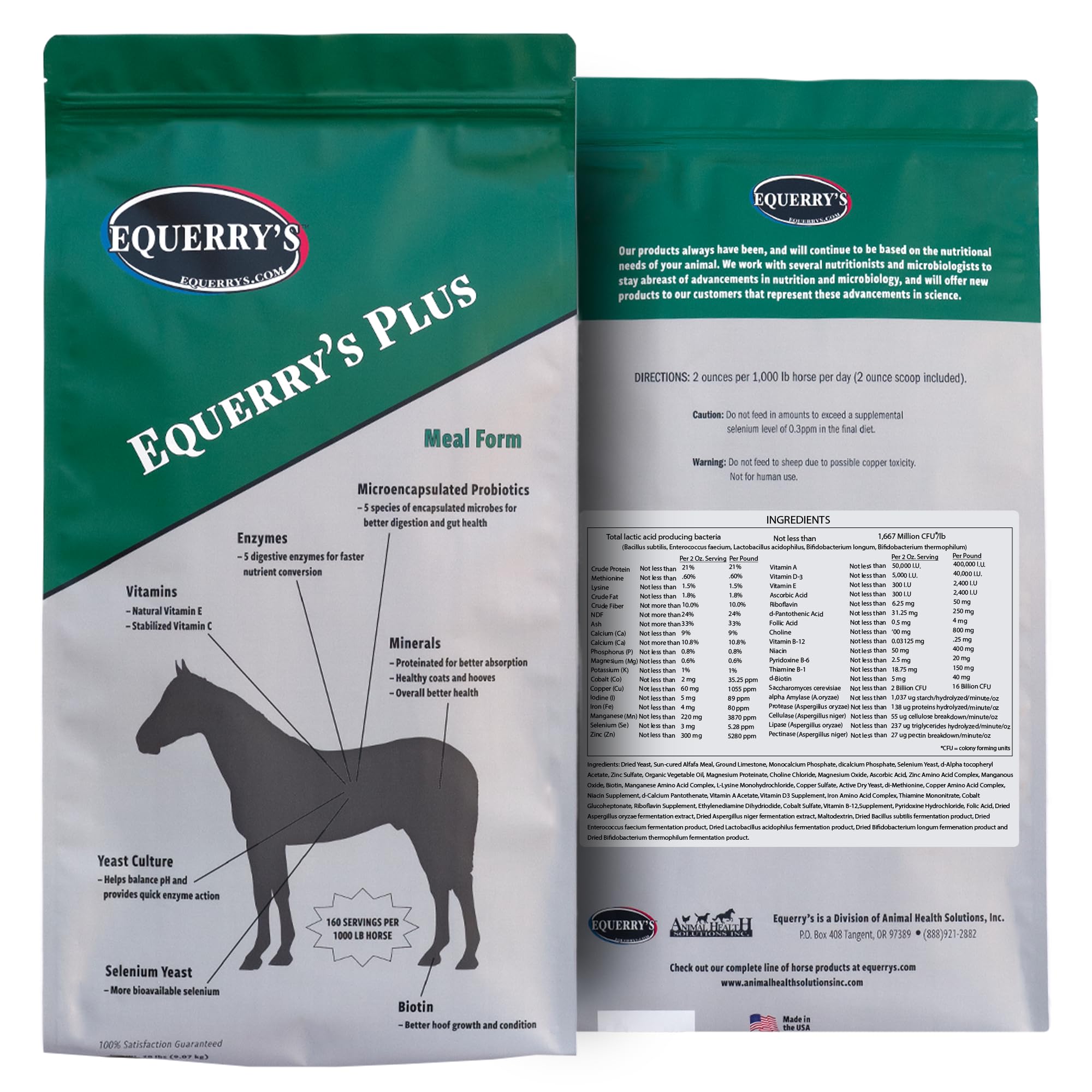 Equerry's Plus Horse Supplement - Enhanced Support with Probiotics for Digestion, Vitamins, and Minerals - Made in USA - 20 lb