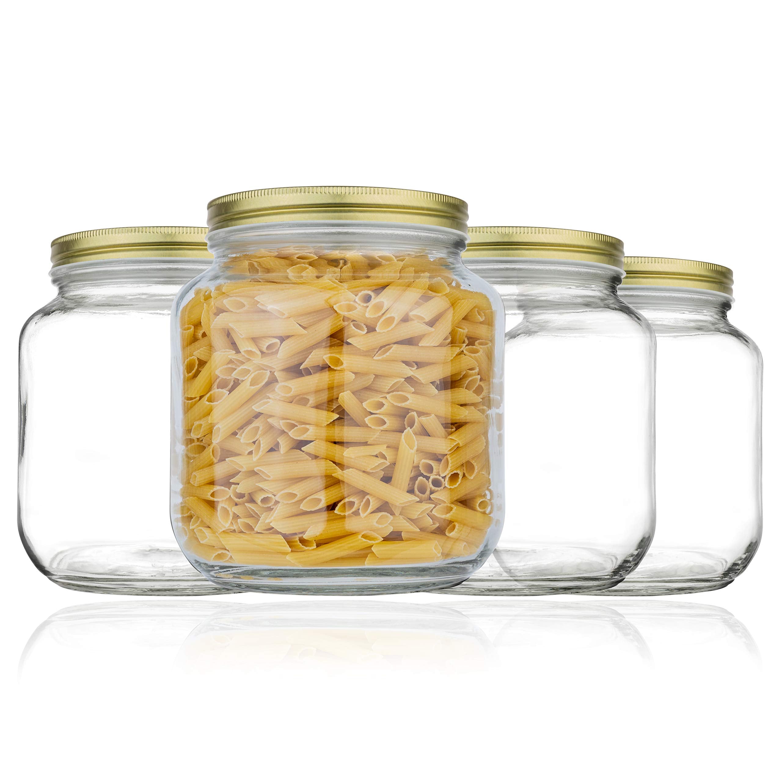kitchentoolz Half Gallon Mason Jar Wide Mouth with Airtight Metal Lid - Safe for Fermenting, Pickling, Sourdough & Kombucha - Glass 64 oz Mason Jar - Made in USA - BPA Free