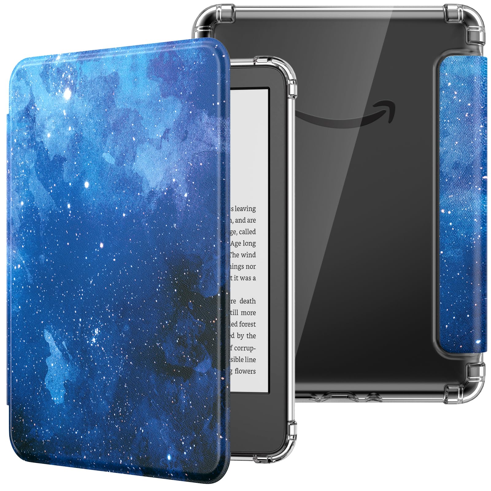 MoKo Case for 6" Kindle (11th Generation-2024/2022 Release), Ultra Clear Soft Flexible Transparent TPU Back Cover Light Shell with Auto Wake/Sleep for Kindle 11th Generation 2024, White Blue Floral