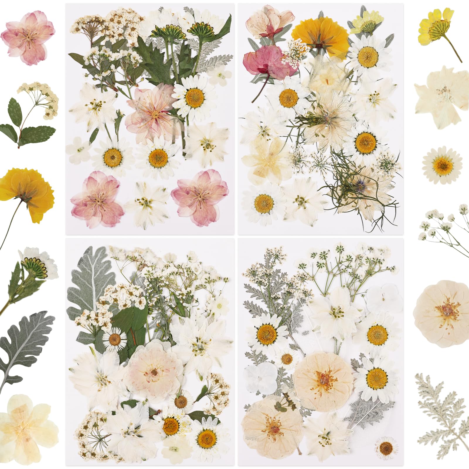 NESCCI 420 Pcs Dried Pressed Flowers for Resin,Real Nature Dried Flowers for Crafts Bulk Dry Flowers Leaves Kit Used for Resin Molds Scrapbooking DIY Art Crafts Candle Soap Making Nails Décor