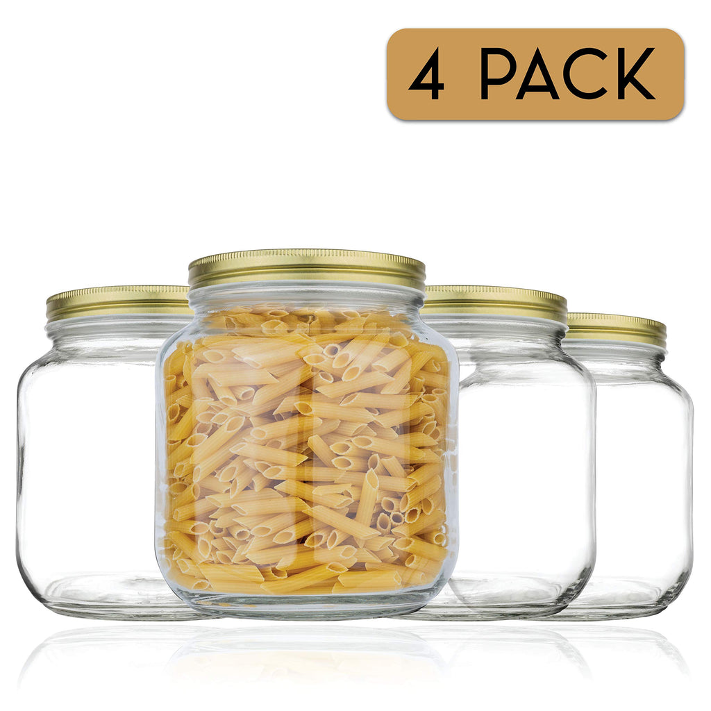 kitchentoolz Half Gallon Mason Jar Wide Mouth with Airtight Metal Lid - Safe for Fermenting, Pickling, Sourdough & Kombucha - Glass 64 oz Mason Jar - Made in USA - BPA Free