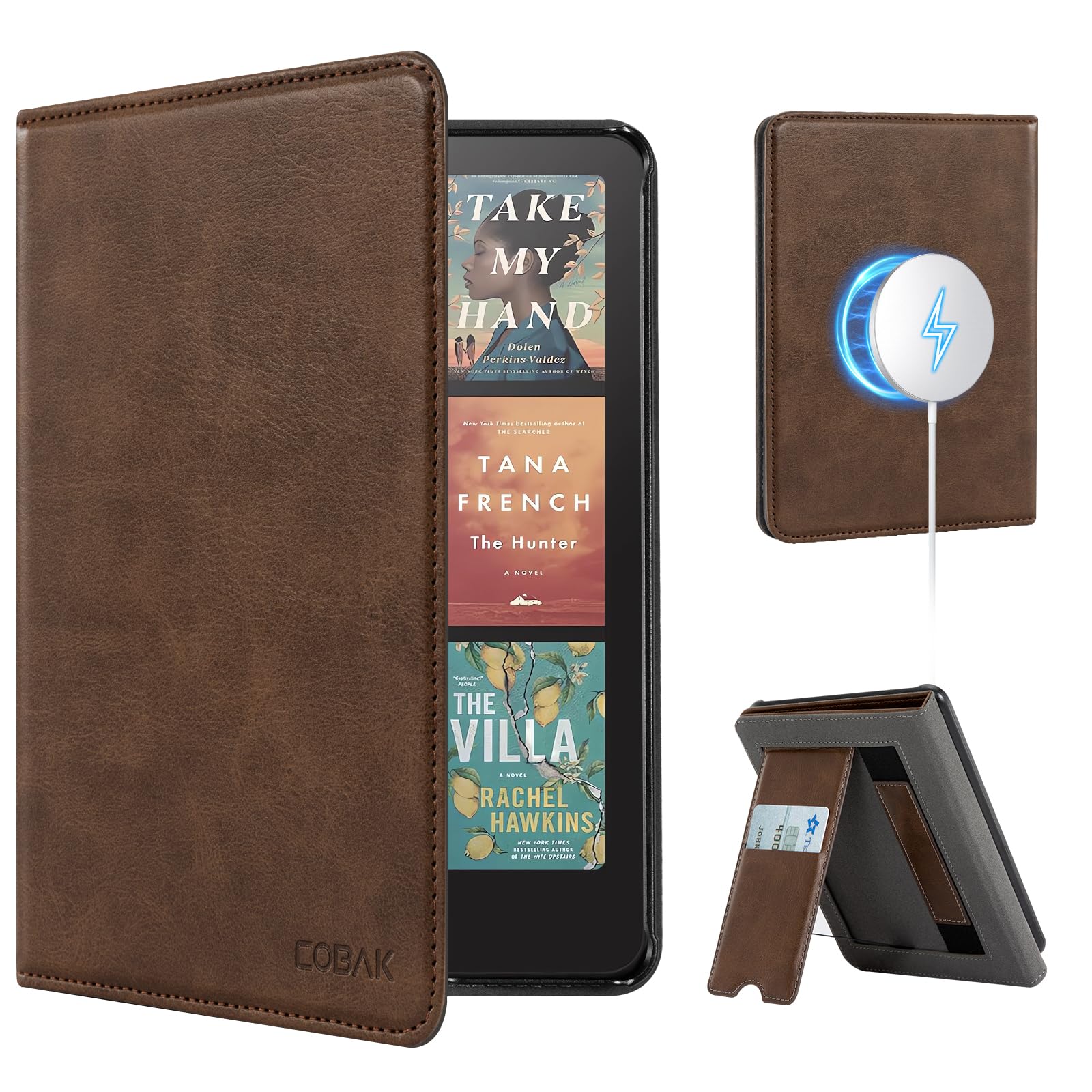CoBak Case with Stand for Kindle Paperwhite 12th Gen 2024 Released (7") & Kindle Colorsoft Signature Edition - Durable PU Leather Cover with Auto Sleep Wake, Card Slot, Hand Strap Feature, Sage Green