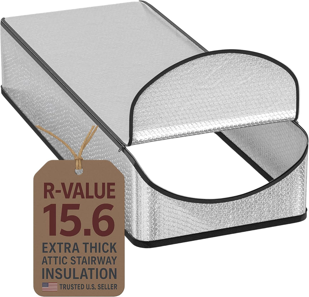 Attic Door Insulation Cover for Pull Down Ladder or Stair 25" x 54" x 11"- R-Value 15.6 Extra Thick Fire Proof Attic Tent Stairway Insulator with Easy Installation, Door Seal Hatch by Miloo