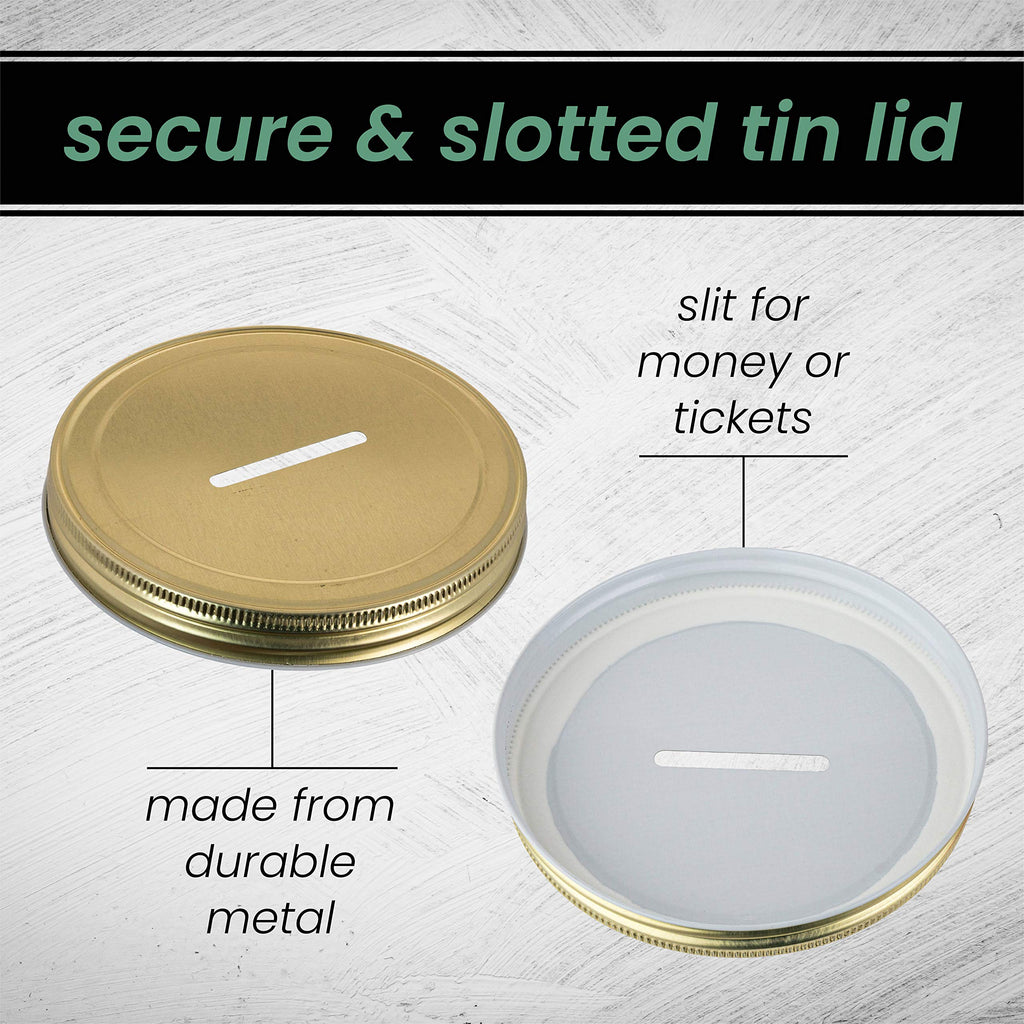 Half Gallon Glass Coin Bank Piggy Bank with Slotted Lid – Holds Over $1,450 in Coins – Tip Jar, Donation Collector, Raffle Ticket Holder – Made in USA