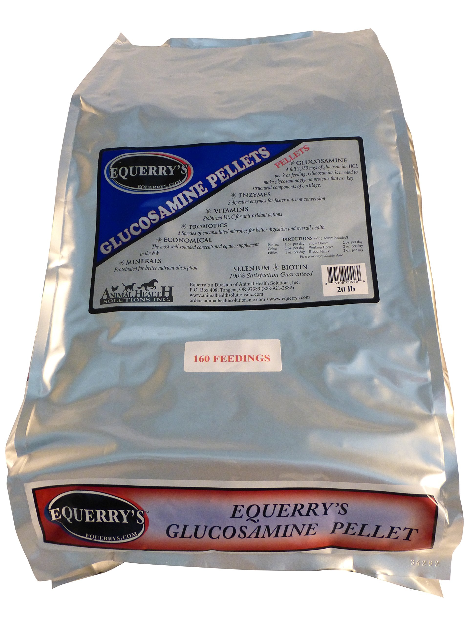 Equerry's Glucosamine Pellets - Joint Support for Horses with Probiotics, Digestive Enzymes, Vitamins, and Minerals - Made in USA - 5lb