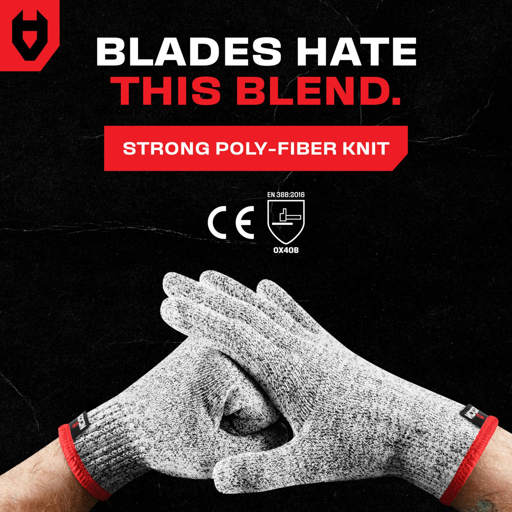 NoCry Premium Cut Resistant Gloves Food Grade — 100% Food Safe — Level 5 Meat Cutting Glove for Chefs & Butchers — Perfect Mandoline Glove or Oyster Shucking Gloves with Superior Comfort & Dexterity