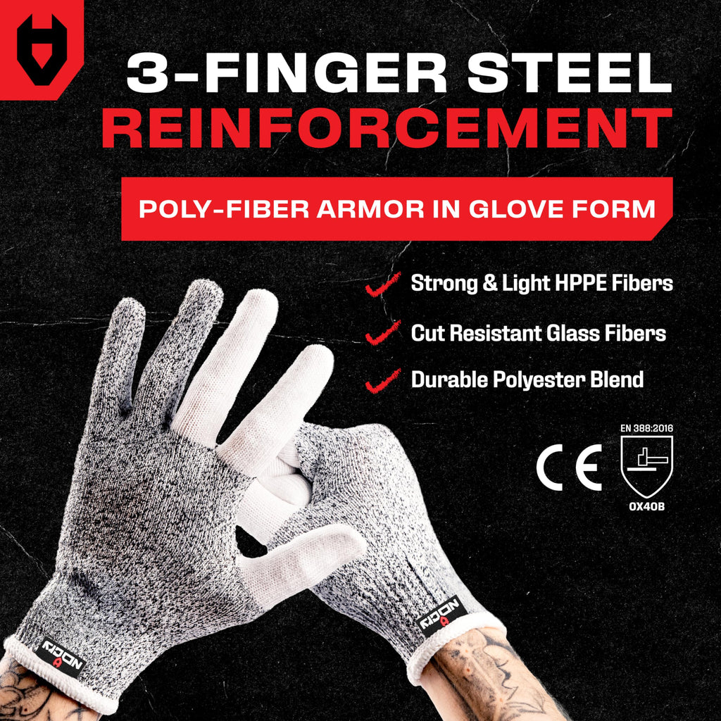 NoCry Premium Cut Resistant Gloves Food Grade — 100% Food Safe — Level 5 Meat Cutting Glove for Chefs & Butchers — Perfect Mandoline Glove or Oyster Shucking Gloves with Superior Comfort & Dexterity