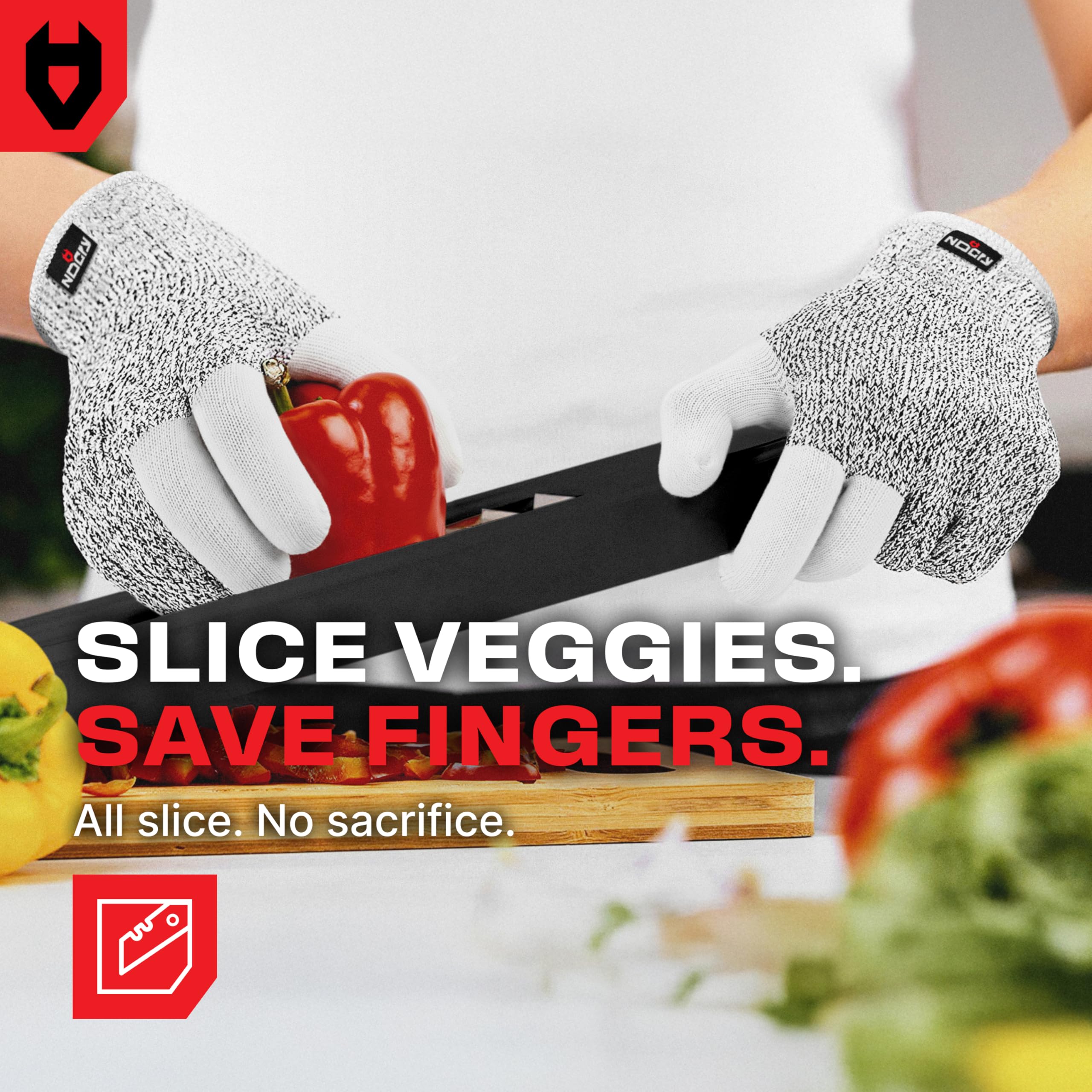 NoCry Premium Cut Resistant Gloves Food Grade — 100% Food Safe — Level 5 Meat Cutting Glove for Chefs & Butchers — Perfect Mandoline Glove or Oyster Shucking Gloves with Superior Comfort & Dexterity