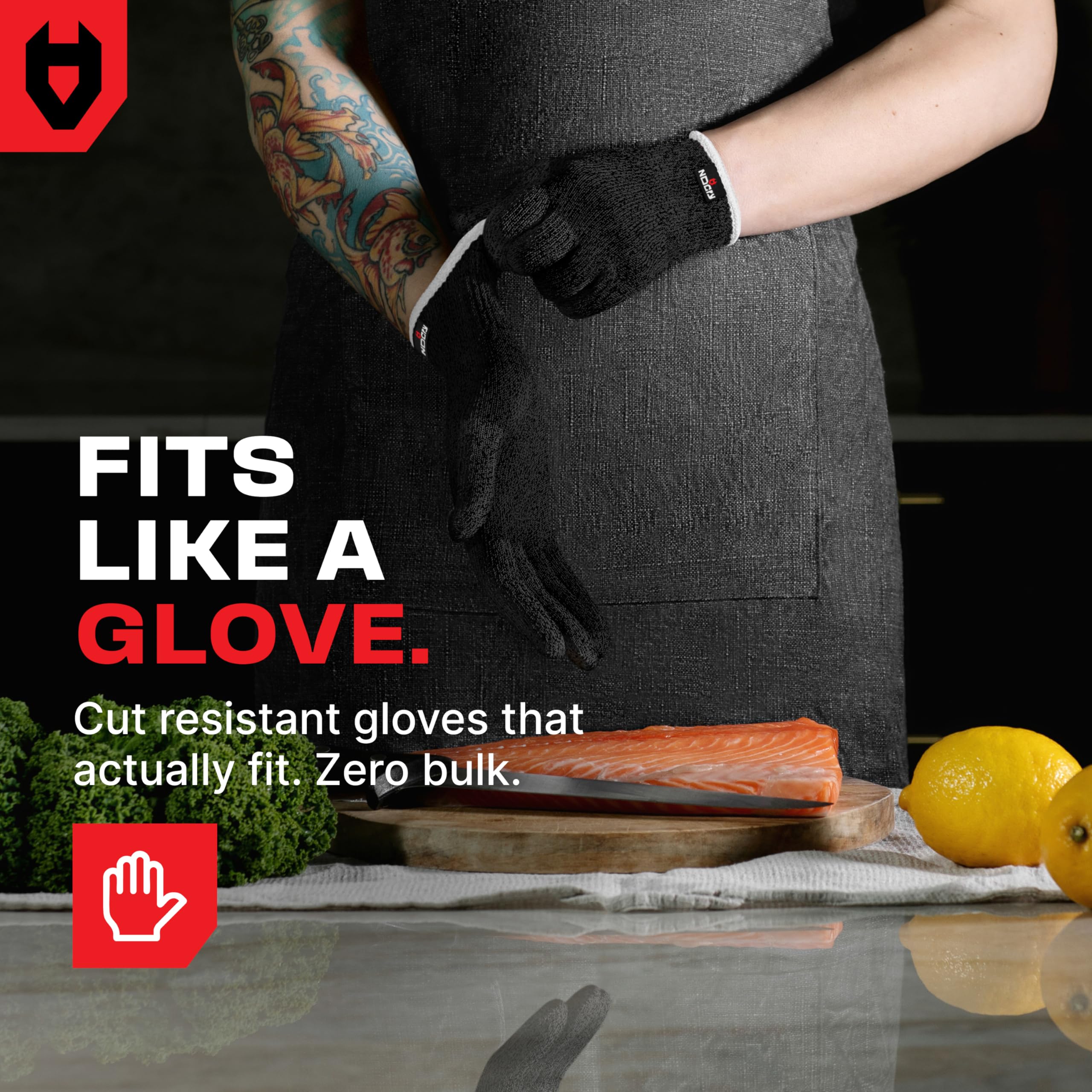 NoCry Premium Cut Resistant Gloves Food Grade — 100% Food Safe — Level 5 Meat Cutting Glove for Chefs & Butchers — Perfect Mandoline Glove or Oyster Shucking Gloves with Superior Comfort & Dexterity