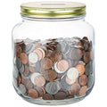 Half Gallon Glass Coin Bank Piggy Bank with Slotted Lid – Holds Over $1,450 in Coins – Tip Jar, Donation Collector, Raffle Ticket Holder – Made in USA