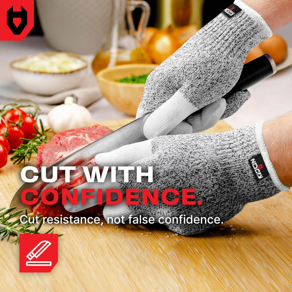 NoCry Premium Cut Resistant Gloves Food Grade — 100% Food Safe — Level 5 Meat Cutting Glove for Chefs & Butchers — Perfect Mandoline Glove or Oyster Shucking Gloves with Superior Comfort & Dexterity