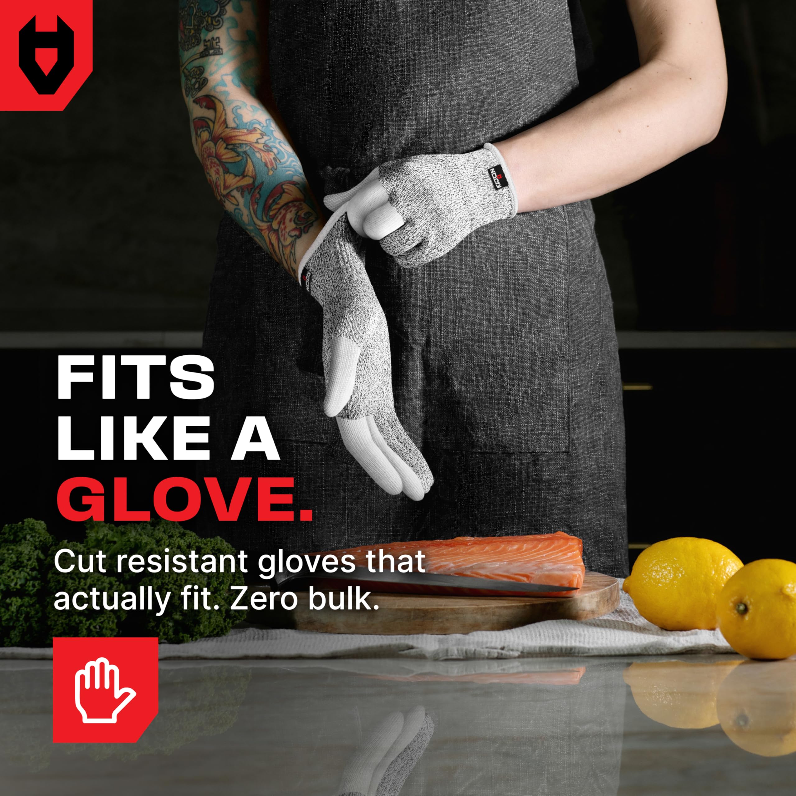 NoCry Premium Cut Resistant Gloves Food Grade — 100% Food Safe — Level 5 Meat Cutting Glove for Chefs & Butchers — Perfect Mandoline Glove or Oyster Shucking Gloves with Superior Comfort & Dexterity