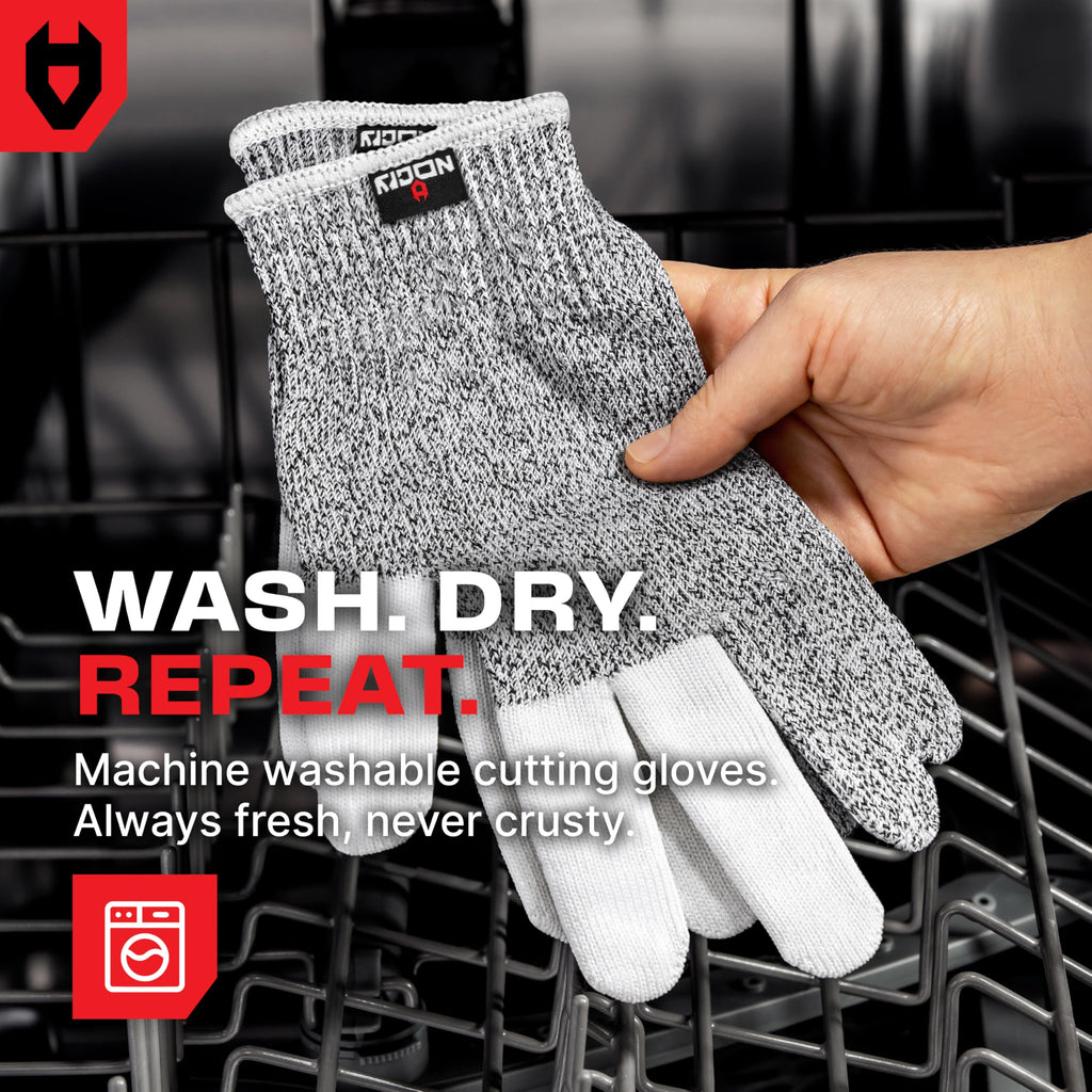NoCry Premium Cut Resistant Gloves Food Grade — 100% Food Safe — Level 5 Meat Cutting Glove for Chefs & Butchers — Perfect Mandoline Glove or Oyster Shucking Gloves with Superior Comfort & Dexterity