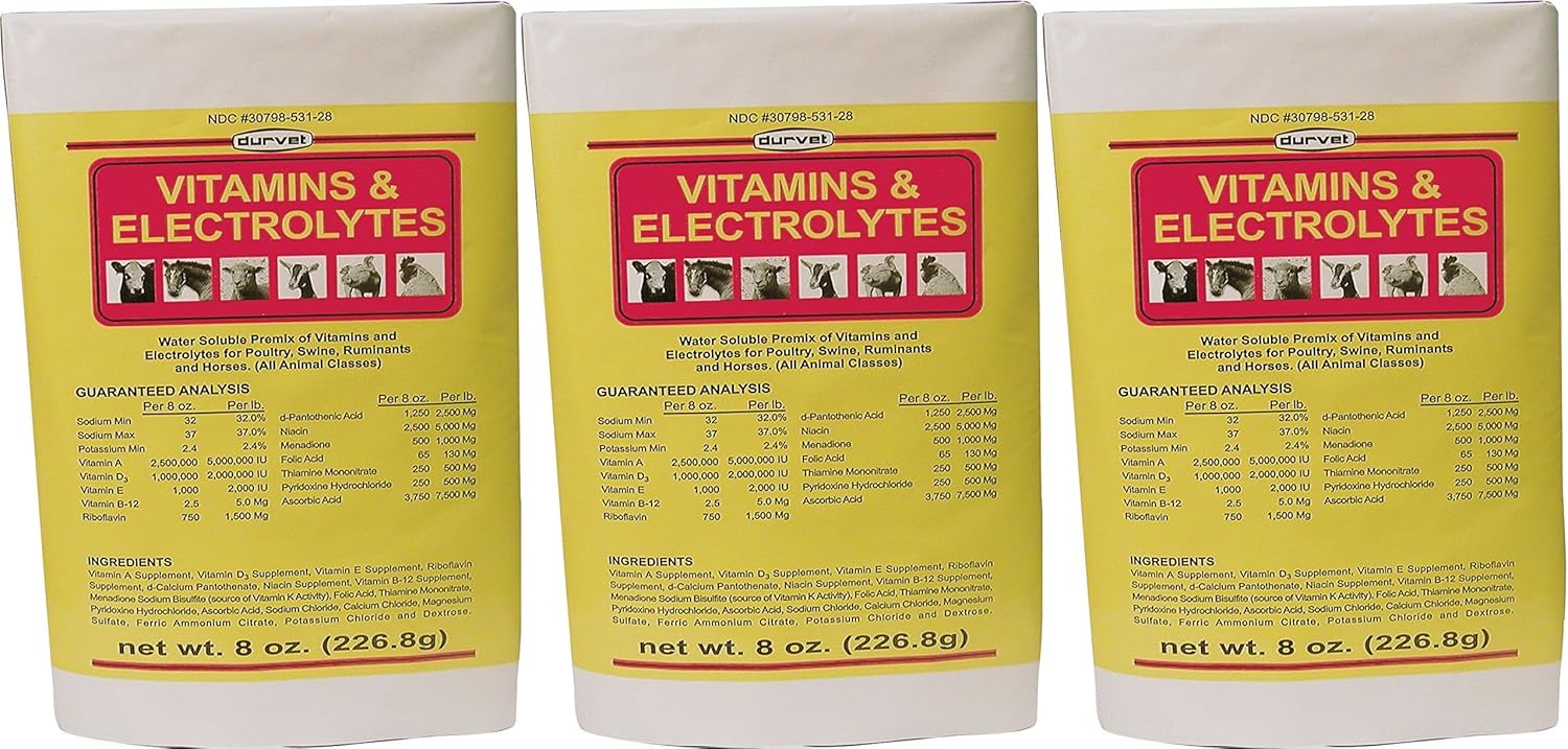 Durvet (3 Pack) 136028 Vitamins & Electrolytes, 8 oz
